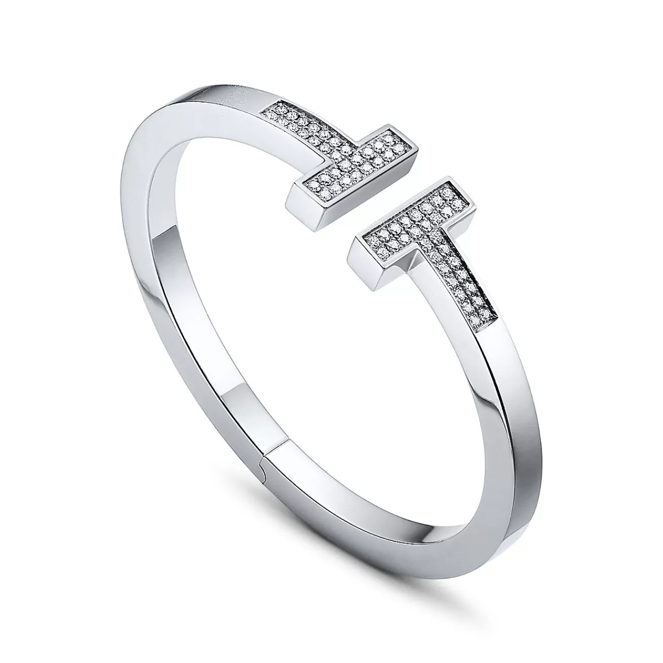 Tiffany & Co. Tiffany T pavé diamond square bracelet in 18k white gold, medium. | ^ Bracelets | Men's Jewelry