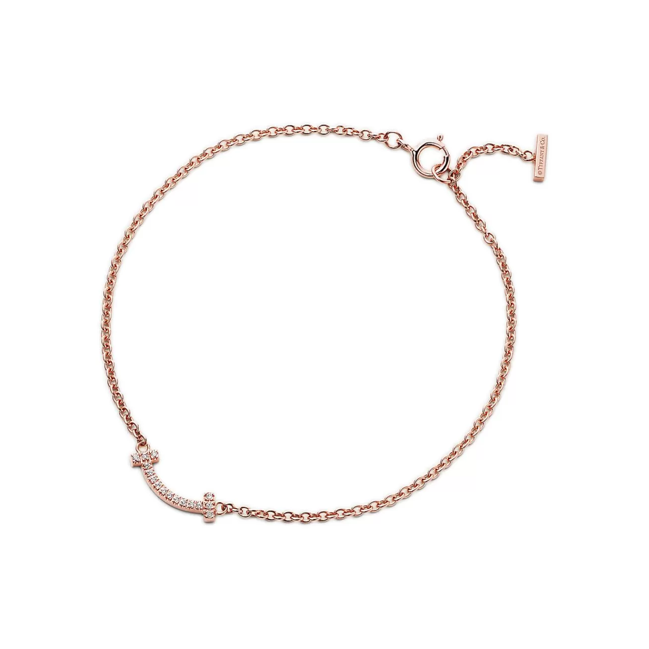 Tiffany & Co. Tiffany T smile bracelet in 18k rose gold with diamonds, medium. | ^ Bracelets | Rose Gold Jewelry