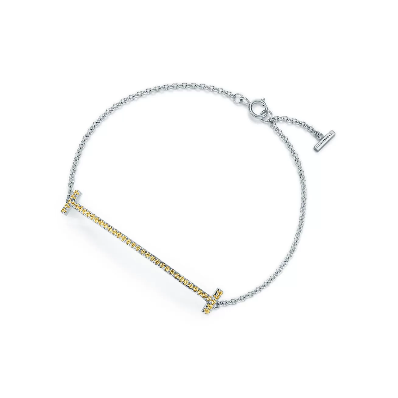 Tiffany & Co. Tiffany T Smile Chain Bracelet in White Gold with Yellow Sapphires | ^ Bracelets | Colored Gemstone Jewelry