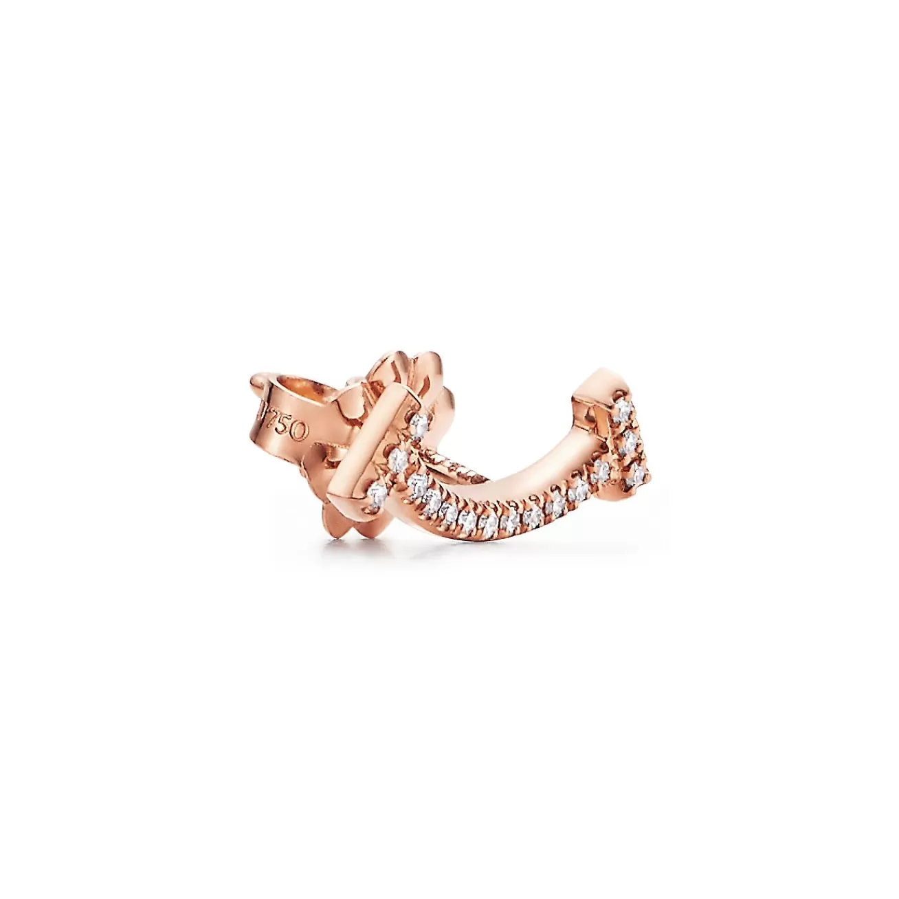 Tiffany & Co. Tiffany T smile earrings in 18k rose gold with diamonds. | ^ Earrings | Dainty Jewelry