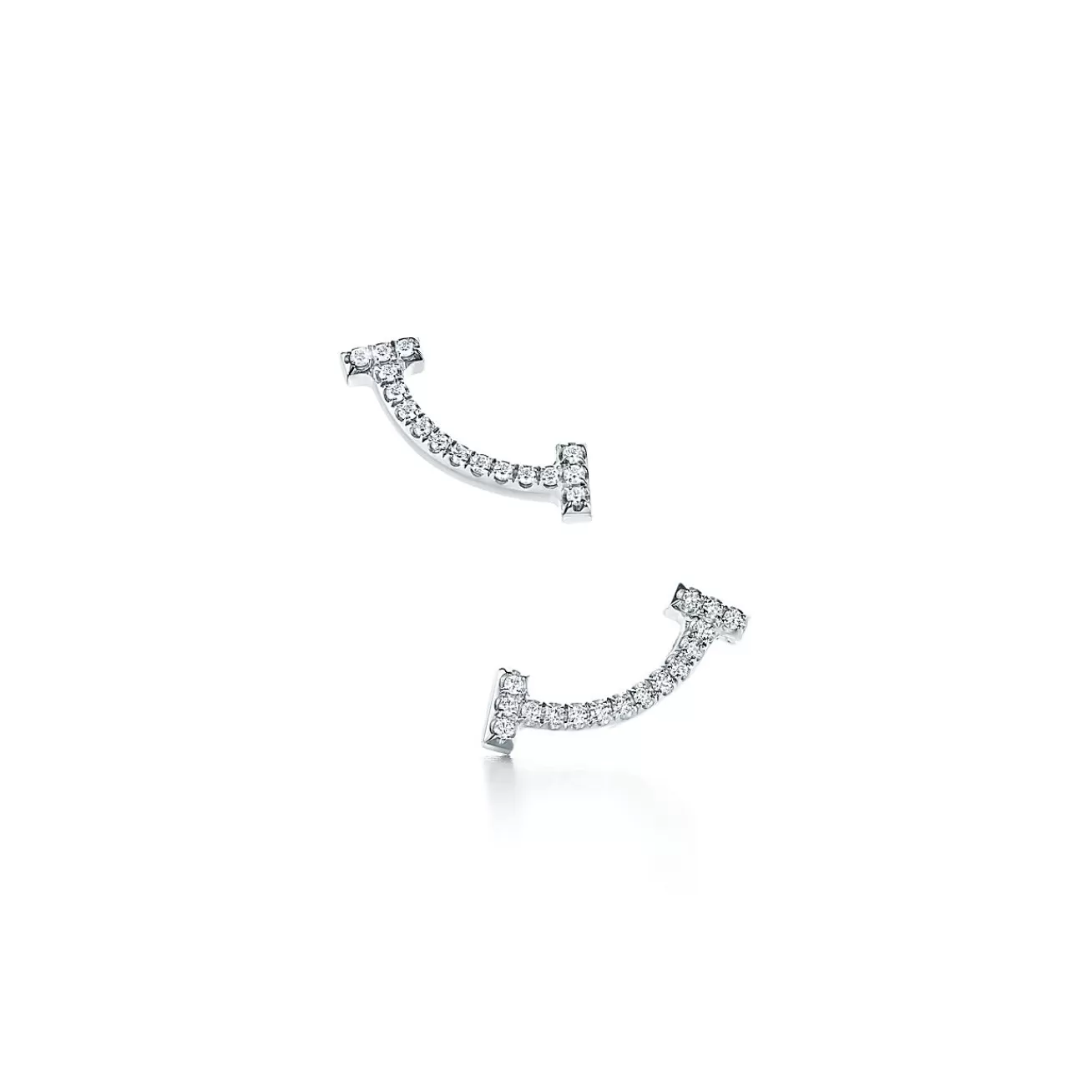 Tiffany & Co. Tiffany T smile earrings in 18k white gold with diamonds. | ^ Earrings | Gifts for Her