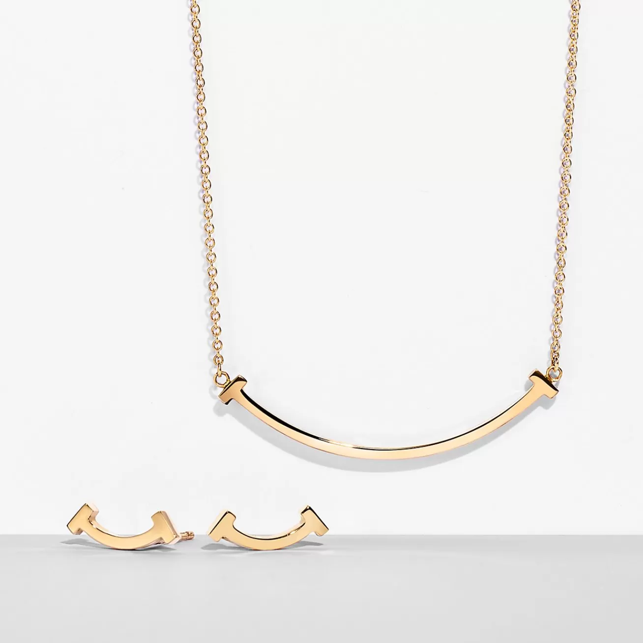 Tiffany & Co. Tiffany T Smile Pendant and Earrings Set in Yellow Gold | ^ Gifts for Her | Her