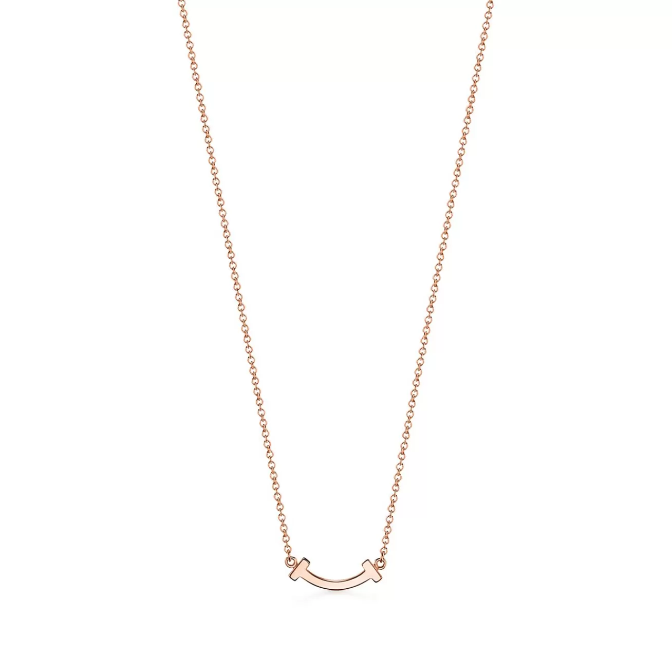 Tiffany & Co. Tiffany T smile pendant in 18k rose gold with diamonds, mini. | ^ Necklaces & Pendants | Rose Gold Jewelry