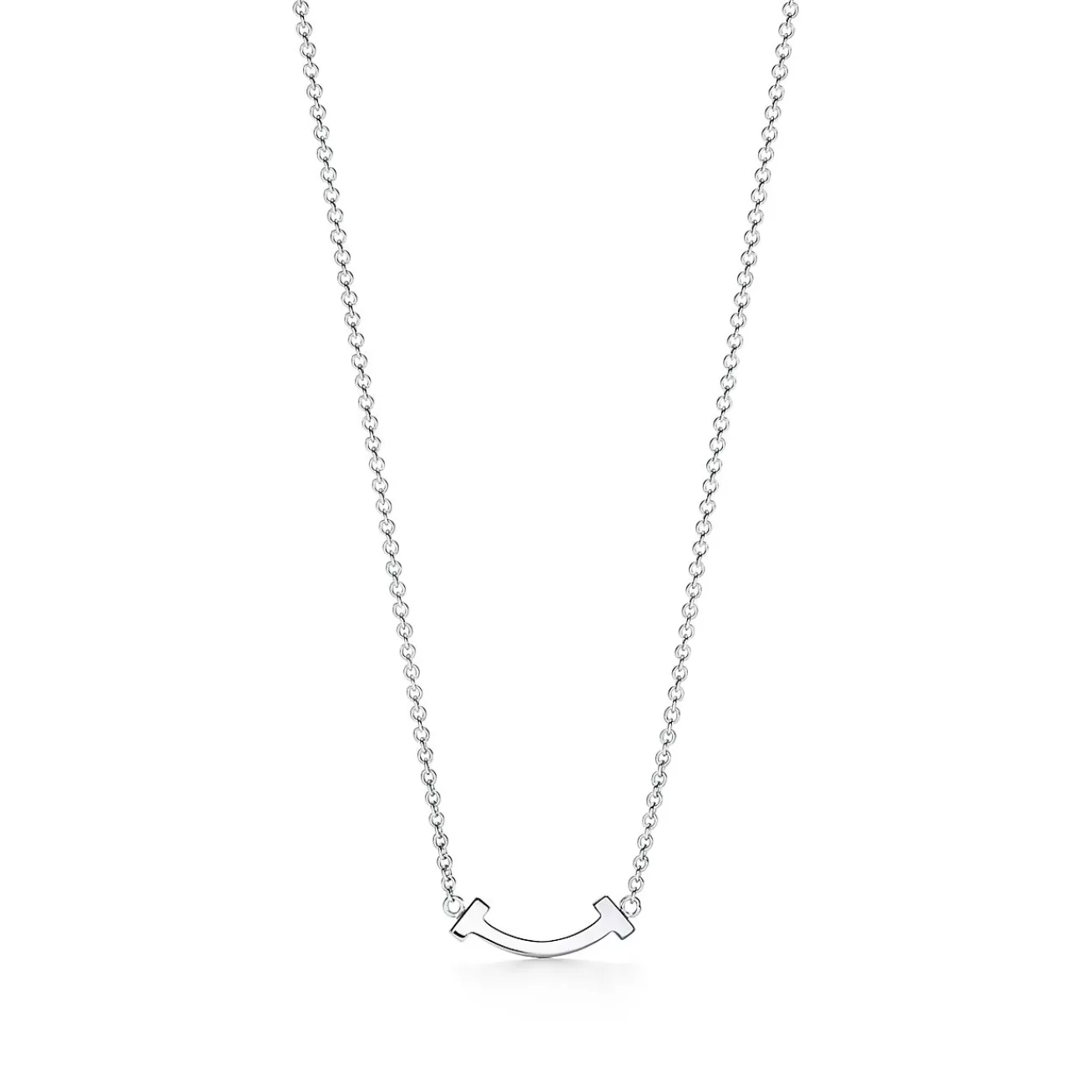 Tiffany & Co. Tiffany T smile pendant in 18k white gold, mini. | ^ Necklaces & Pendants | Tiffany T