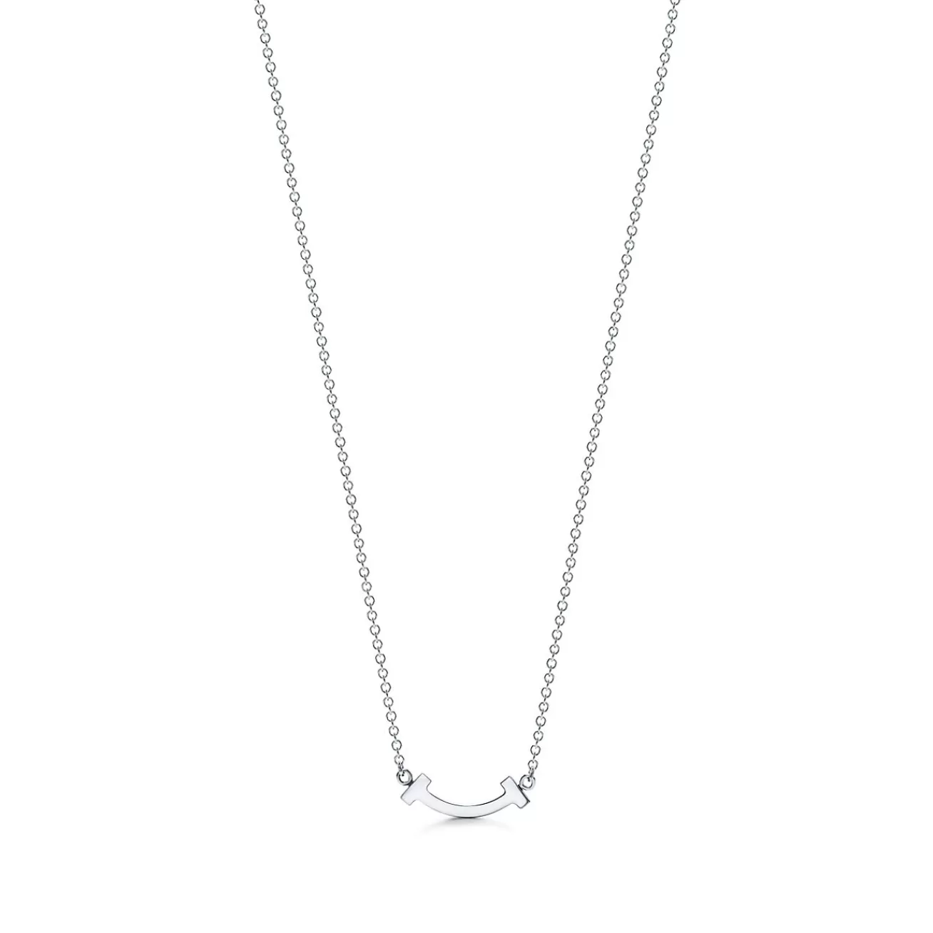Tiffany & Co. Tiffany T smile pendant in 18k white gold with diamonds, mini. | ^ Necklaces & Pendants | Diamond Jewelry