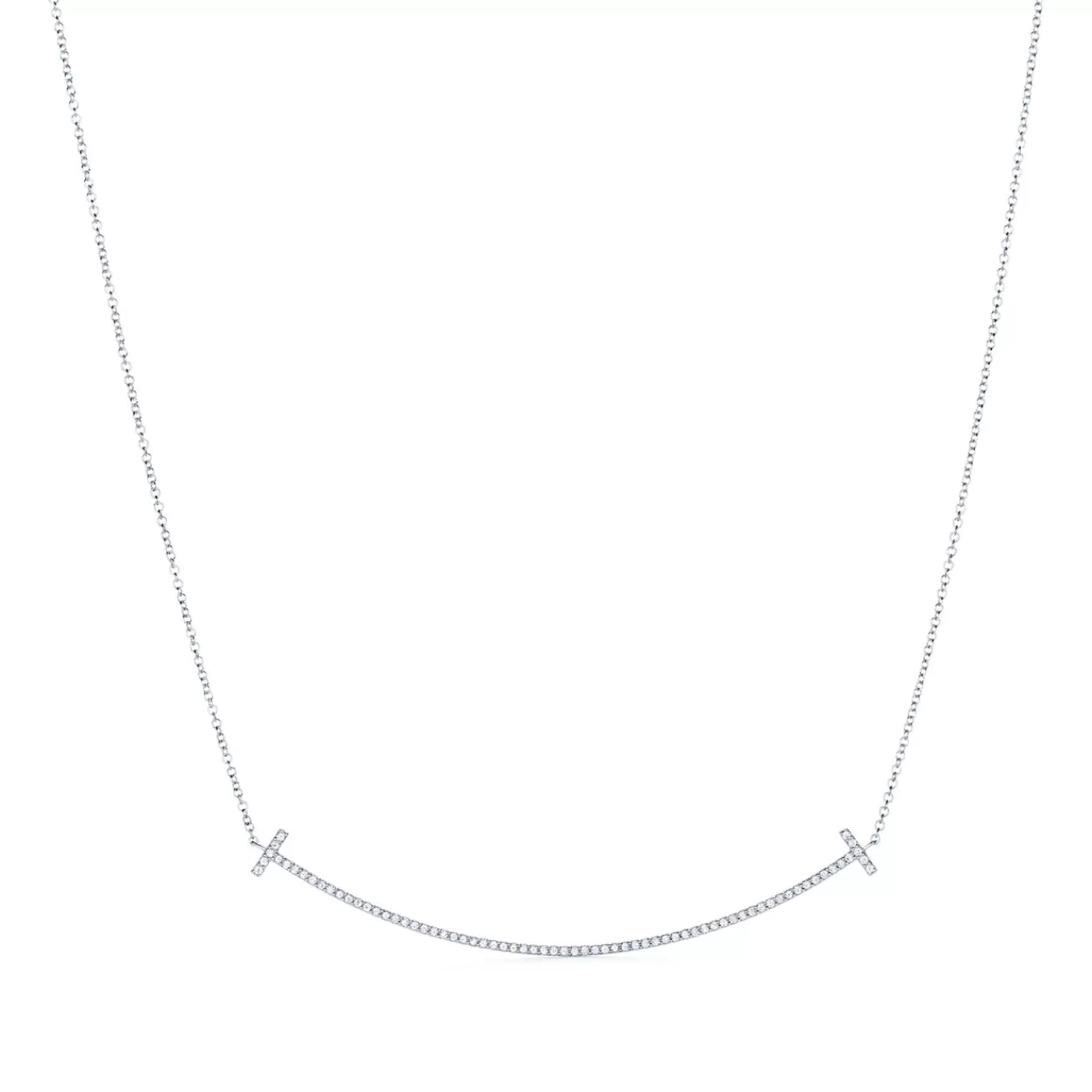 Tiffany & Co. Tiffany T Smile Pendant in White Gold with Diamonds, Large | ^ Necklaces & Pendants | Men's Jewelry