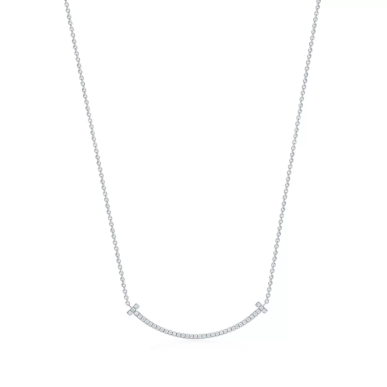 Tiffany & Co. Tiffany T Smile Pendant in White Gold with Diamonds, Small | ^ Necklaces & Pendants | Diamond Jewelry