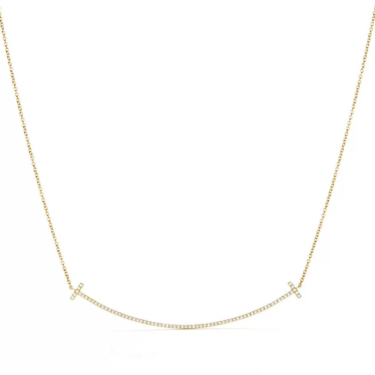 Tiffany & Co. Tiffany T Smile Pendant in Yellow Gold with Diamonds, Large | ^ Necklaces & Pendants | Men's Jewelry
