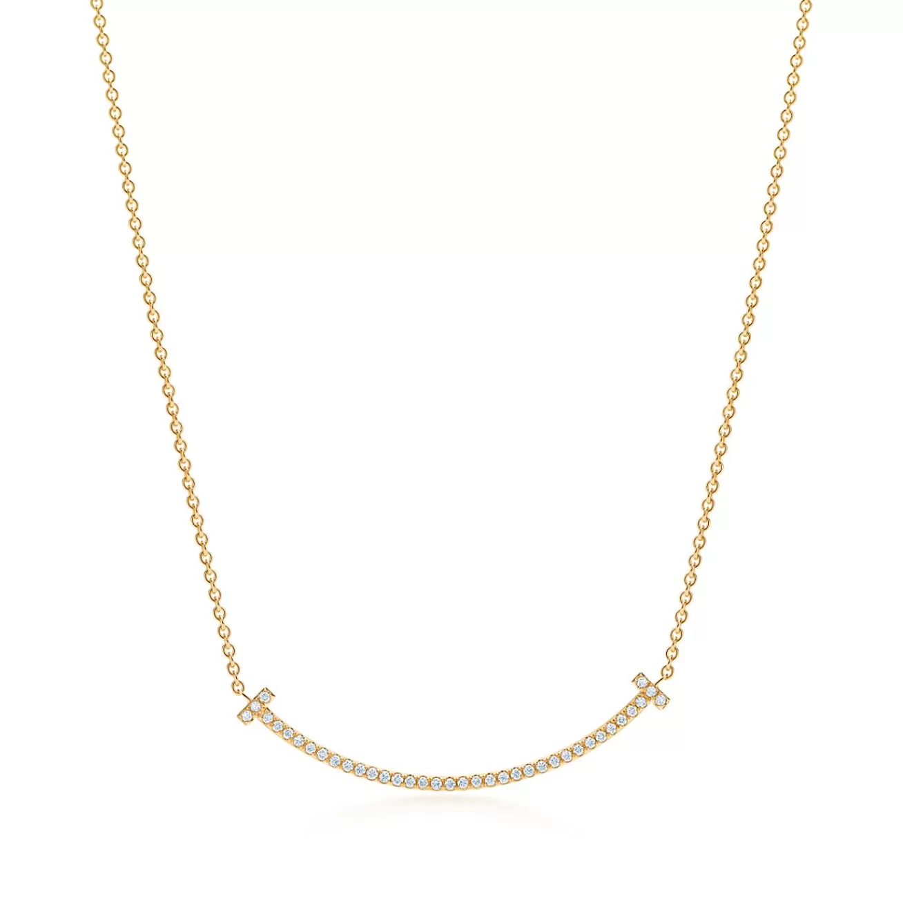 Tiffany & Co. Tiffany T Smile Pendant in Yellow Gold with Diamonds, Small | ^ Necklaces & Pendants | Gifts for Her