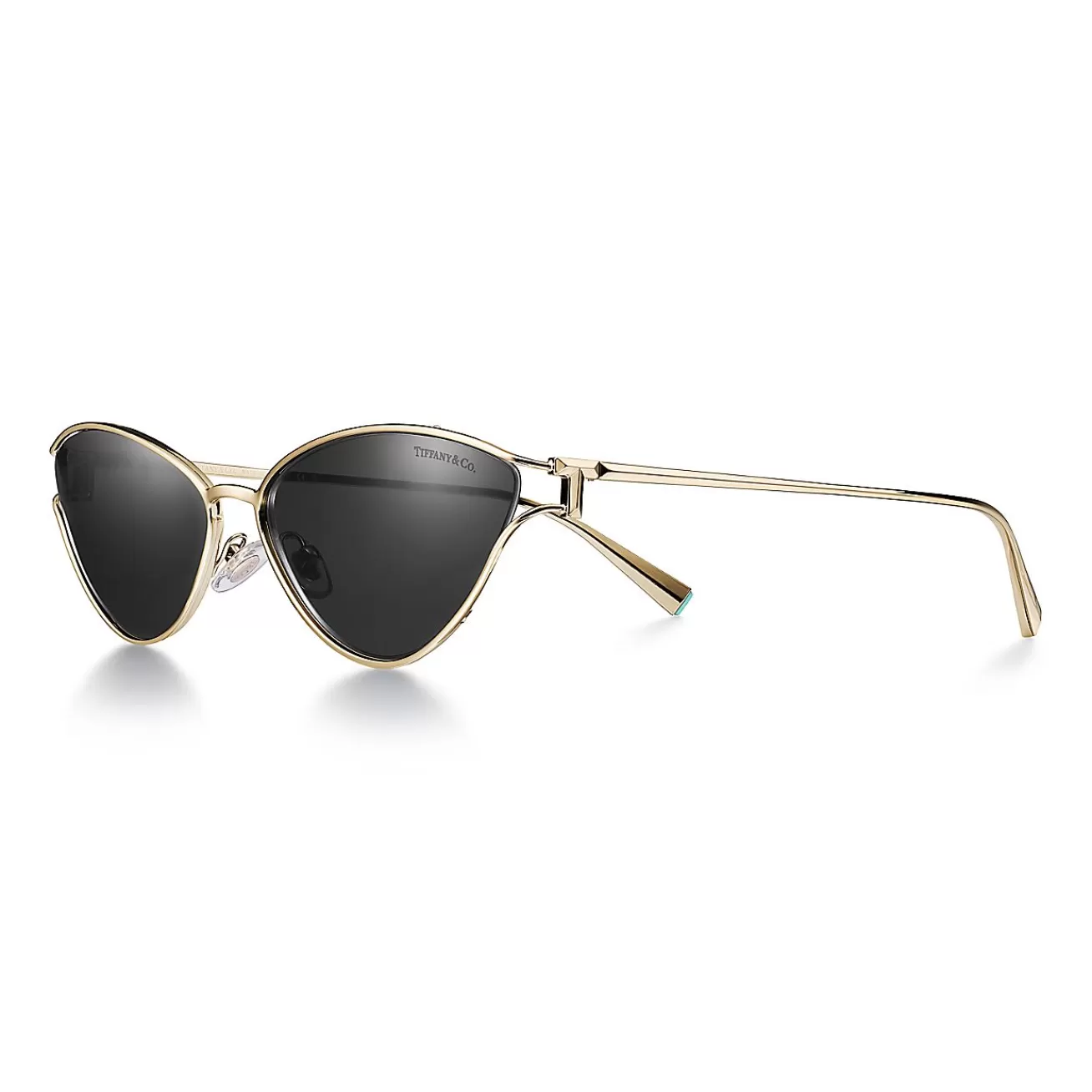 Tiffany & Co. Tiffany T Sunglasses in Pale Gold-colored Metal with Dark Gray Lenses | ^Women Tiffany T | Sunglasses