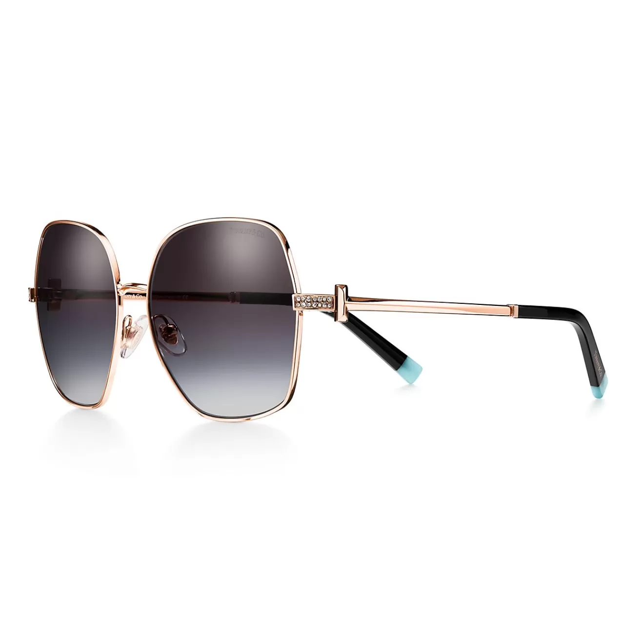 Tiffany & Co. Tiffany T Sunglasses in Pale Gold-colored Metal with Gradient Gray Lenses | ^ Tiffany T | Sunglasses