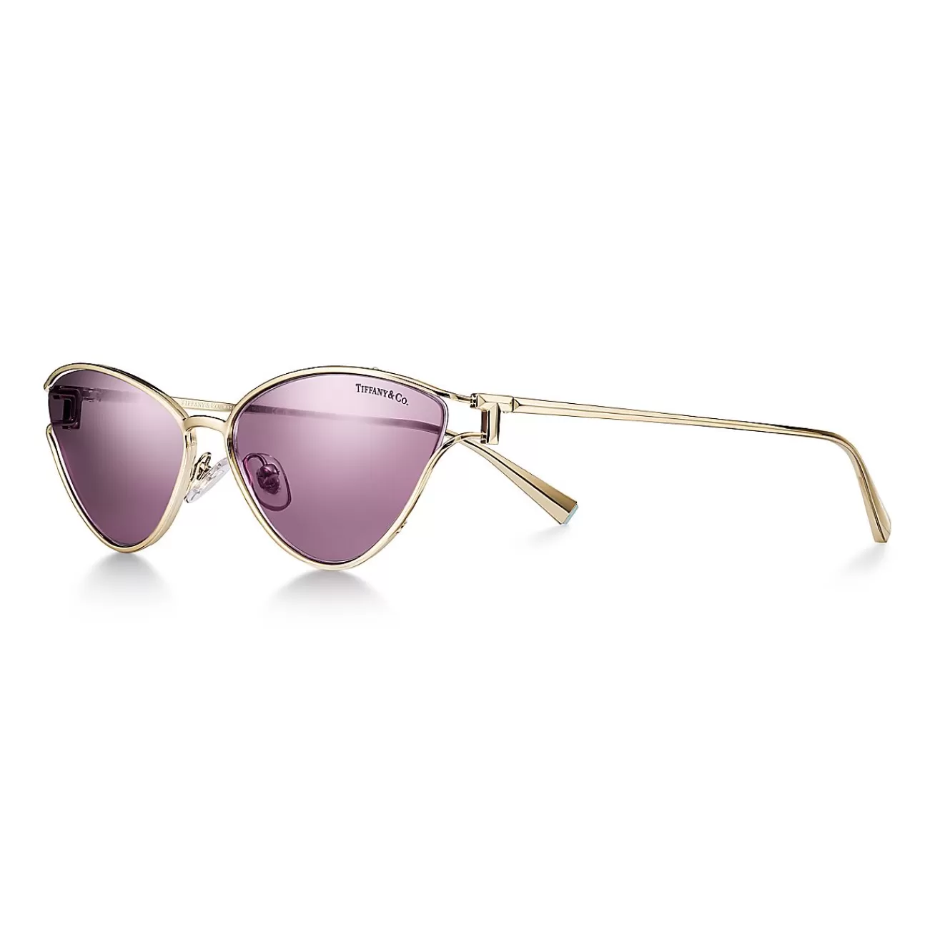 Tiffany & Co. Tiffany T Sunglasses in Pale Gold-colored Metal with Violet Mirrored Lenses | ^Women Tiffany T | Sunglasses