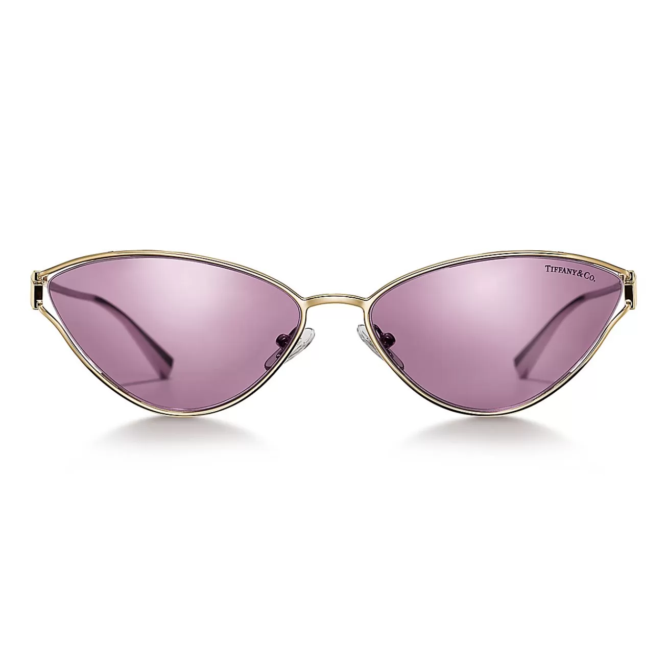 Tiffany & Co. Tiffany T Sunglasses in Pale Gold-colored Metal with Violet Mirrored Lenses | ^Women Tiffany T | Sunglasses