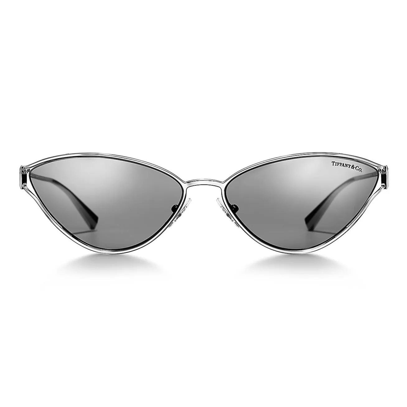 Tiffany & Co. Tiffany T Sunglasses in Silver-colored Metal with Light Gray Mirrored Lenses | ^Women Tiffany T | Sunglasses