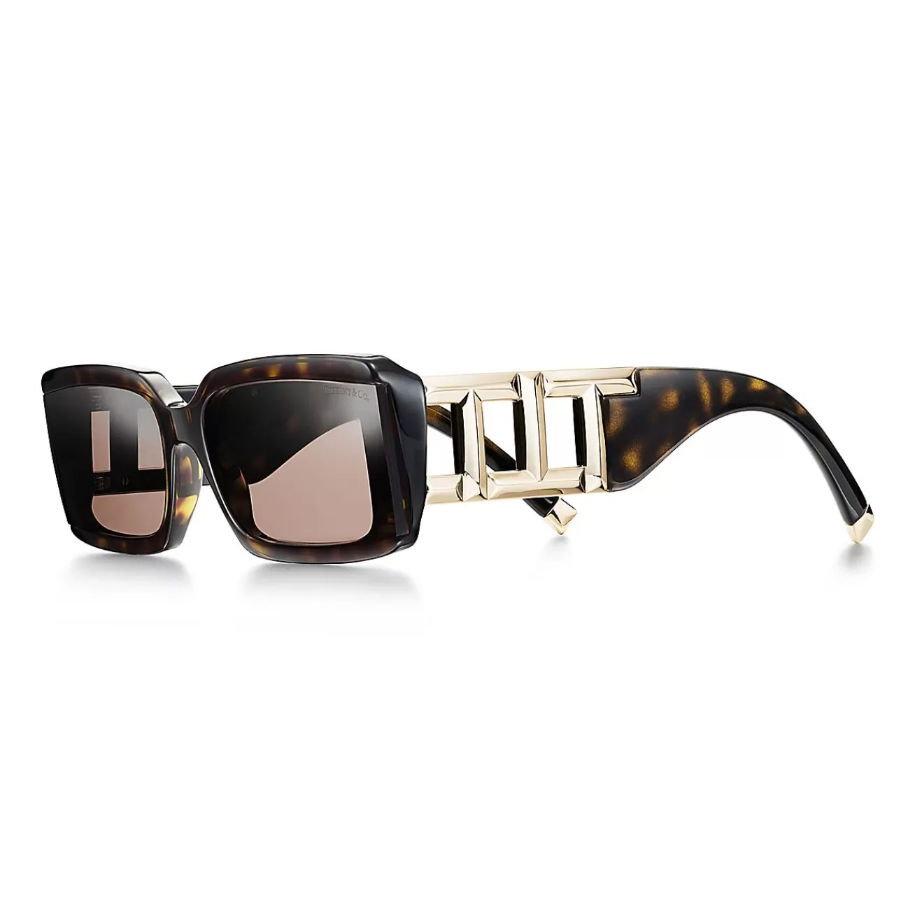 Tiffany & Co. Tiffany T Sunglasses in Tortoise Acetate, Pale Gold-colored Metal & Brown Lenses | ^Women Tiffany T | Sunglasses
