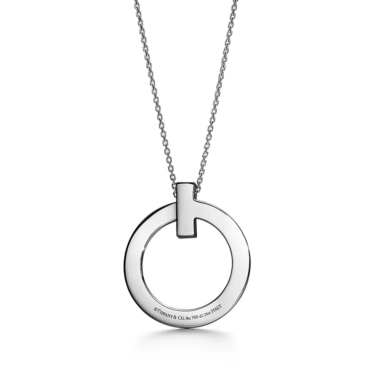 Tiffany & Co. Tiffany T T1 Circle Pendant in 18k White Gold with Diamonds, Large | ^ Necklaces & Pendants | Men's Jewelry