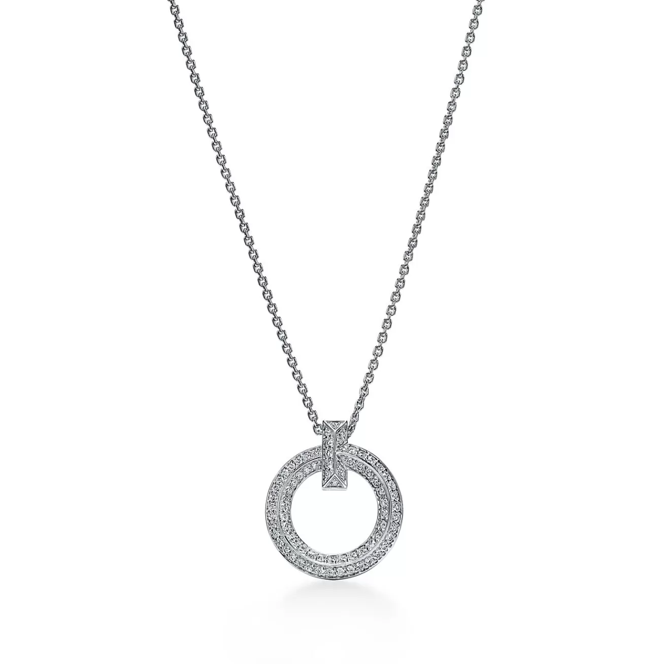 Tiffany & Co. Tiffany T T1 Circle Pendant in White Gold with Pavé Diamonds | ^ Necklaces & Pendants | Gifts for Her