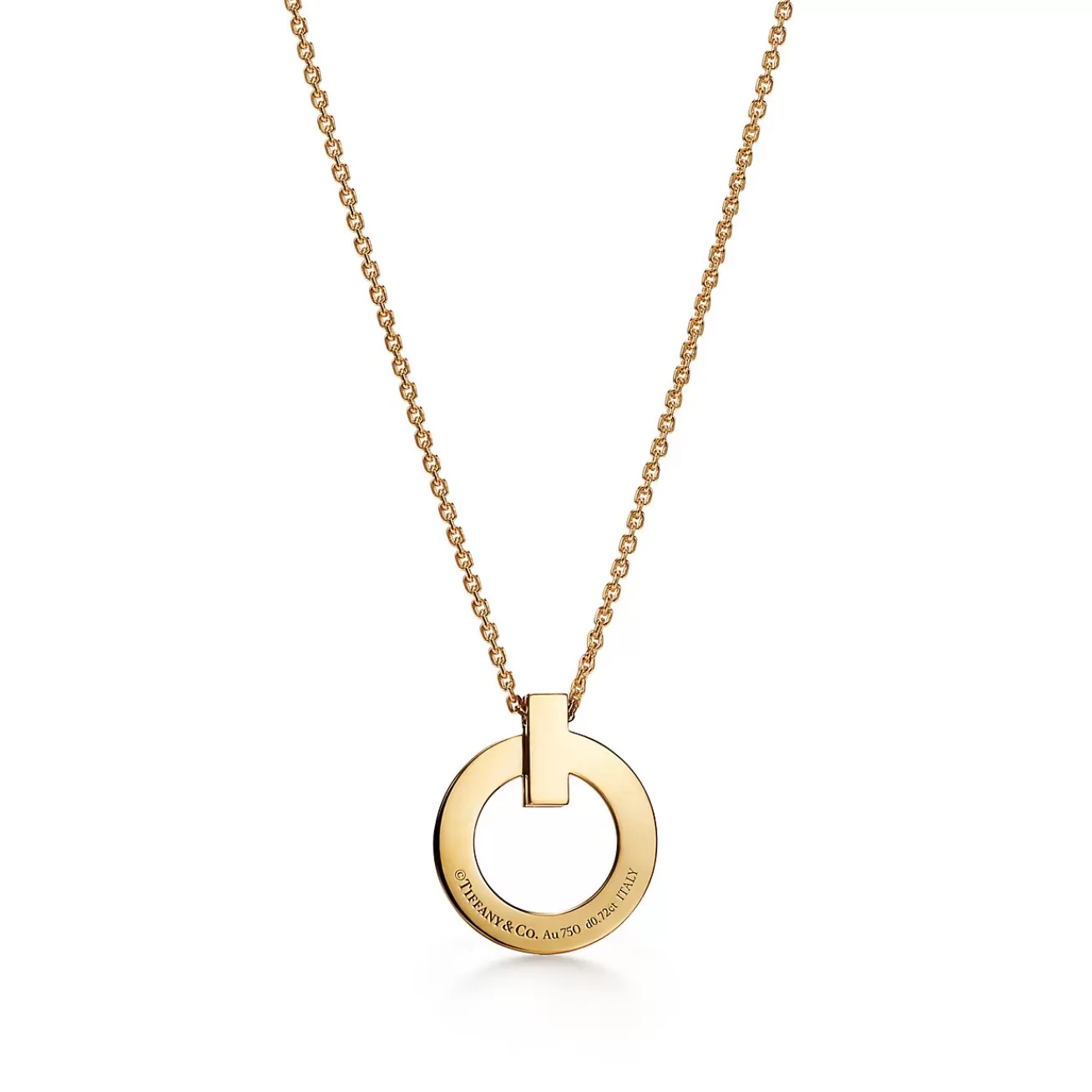 Tiffany & Co. Tiffany T T1 Circle Pendant in Yellow Gold with Pavé Diamonds | ^ Necklaces & Pendants | Gold Jewelry