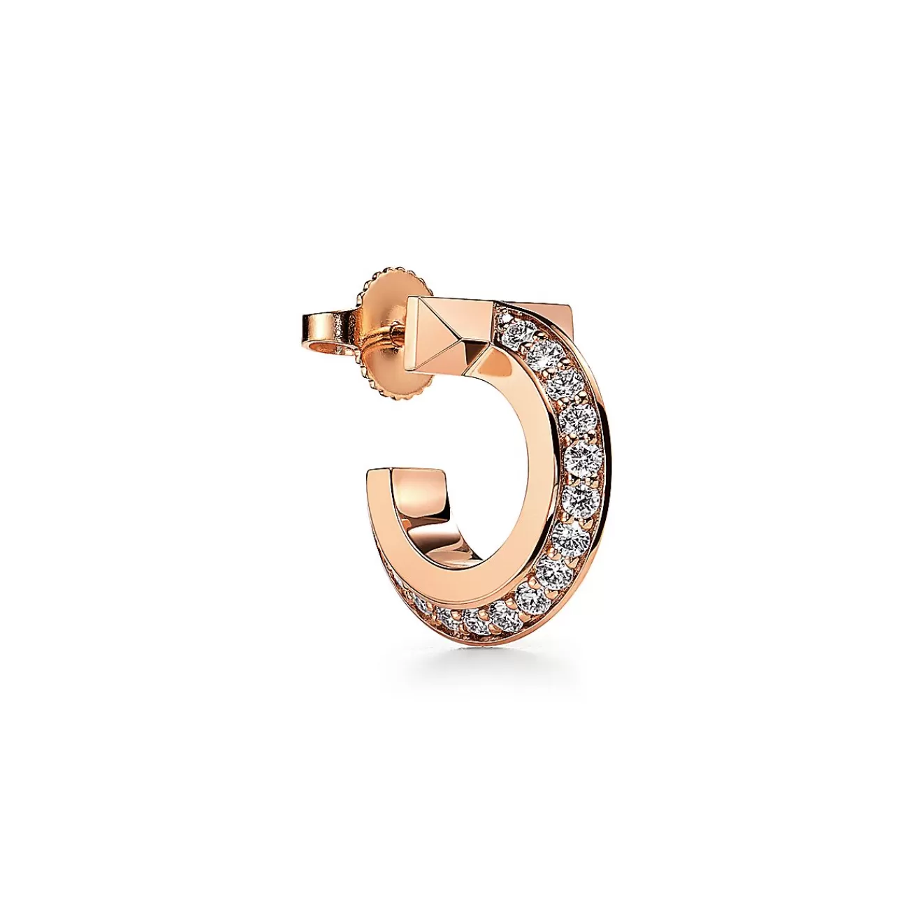 Tiffany & Co. Tiffany T T1 Hoop Earrings in Rose Gold with Diamonds | ^ Earrings | Hoop Earrings