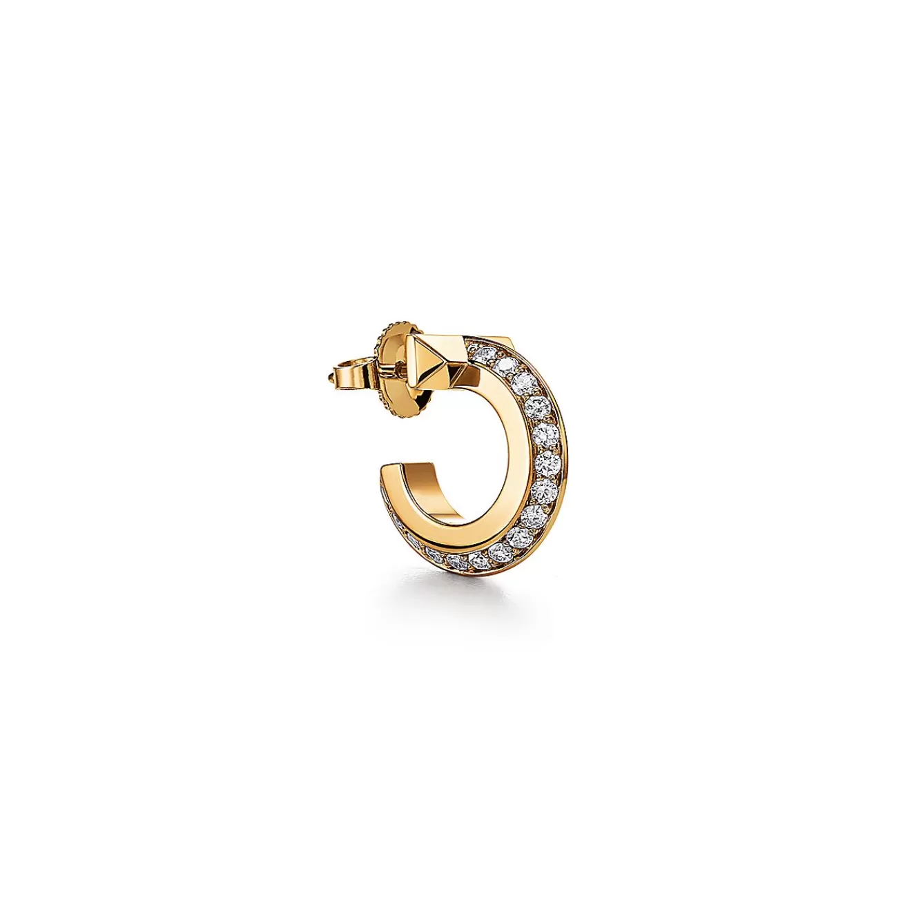 Tiffany & Co. Tiffany T T1 Hoop Earrings in Yellow Gold with Diamonds | ^ Earrings | Gifts for Her