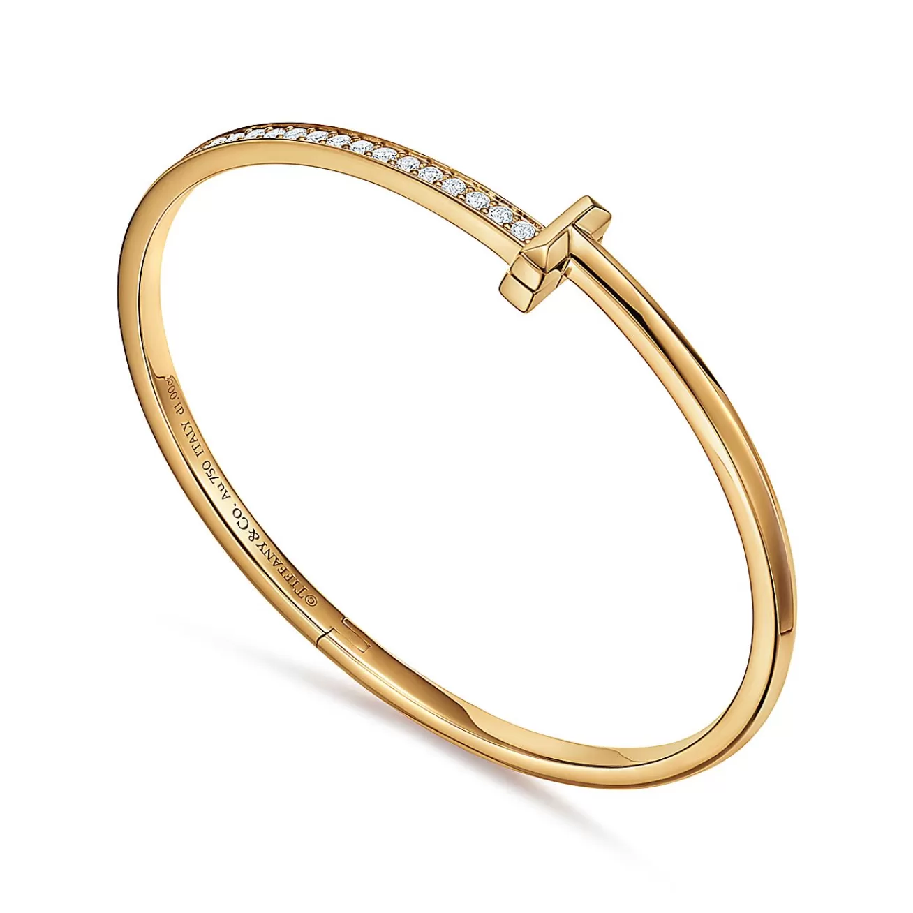 Tiffany & Co. Tiffany T T1 narrow diamond hinged bangle in 18k gold, medium. | ^ Bracelets | Gifts for Her