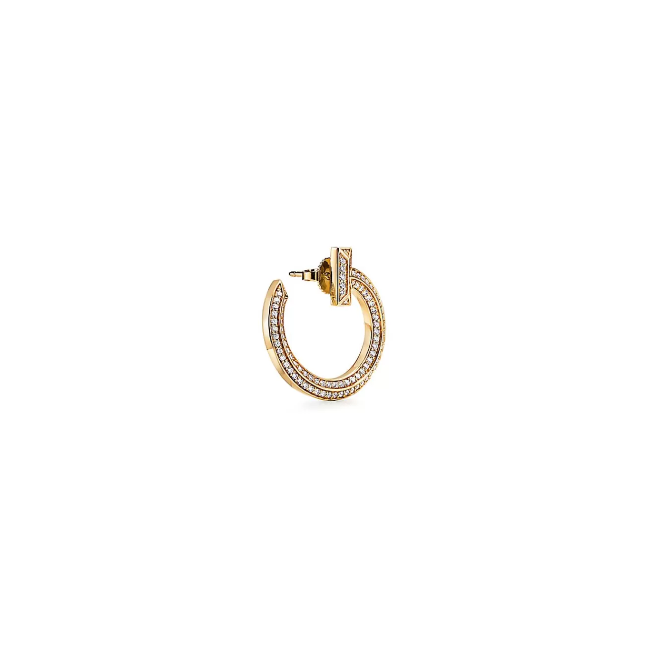 Tiffany & Co. Tiffany T T1 open hoop earrings in 18k gold with diamonds. | ^ Earrings | Gifts for Her