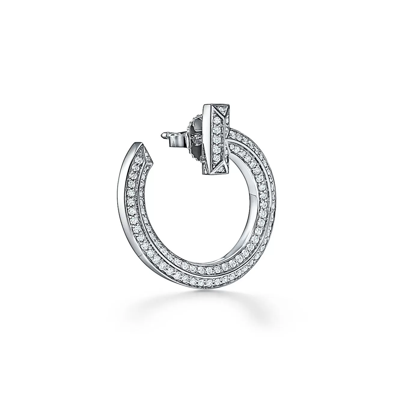 Tiffany & Co. Tiffany T T1 Open Hoop Earrings in White Gold with Diamonds | ^ Earrings | Gifts for Her
