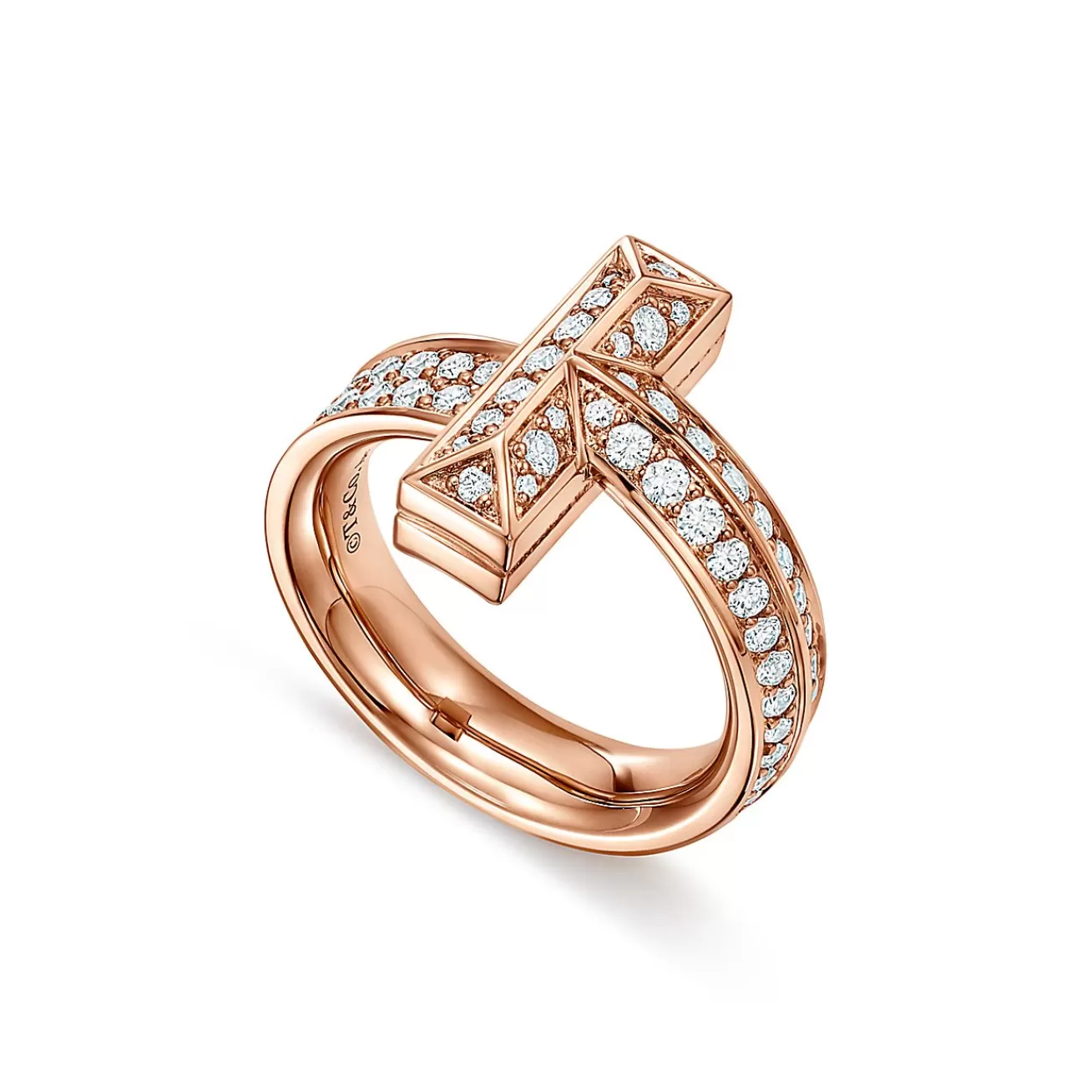 Tiffany & Co. Tiffany T T1 Ring in Rose Gold with Diamonds, 4.5 mm | ^ Rings | Rose Gold Jewelry
