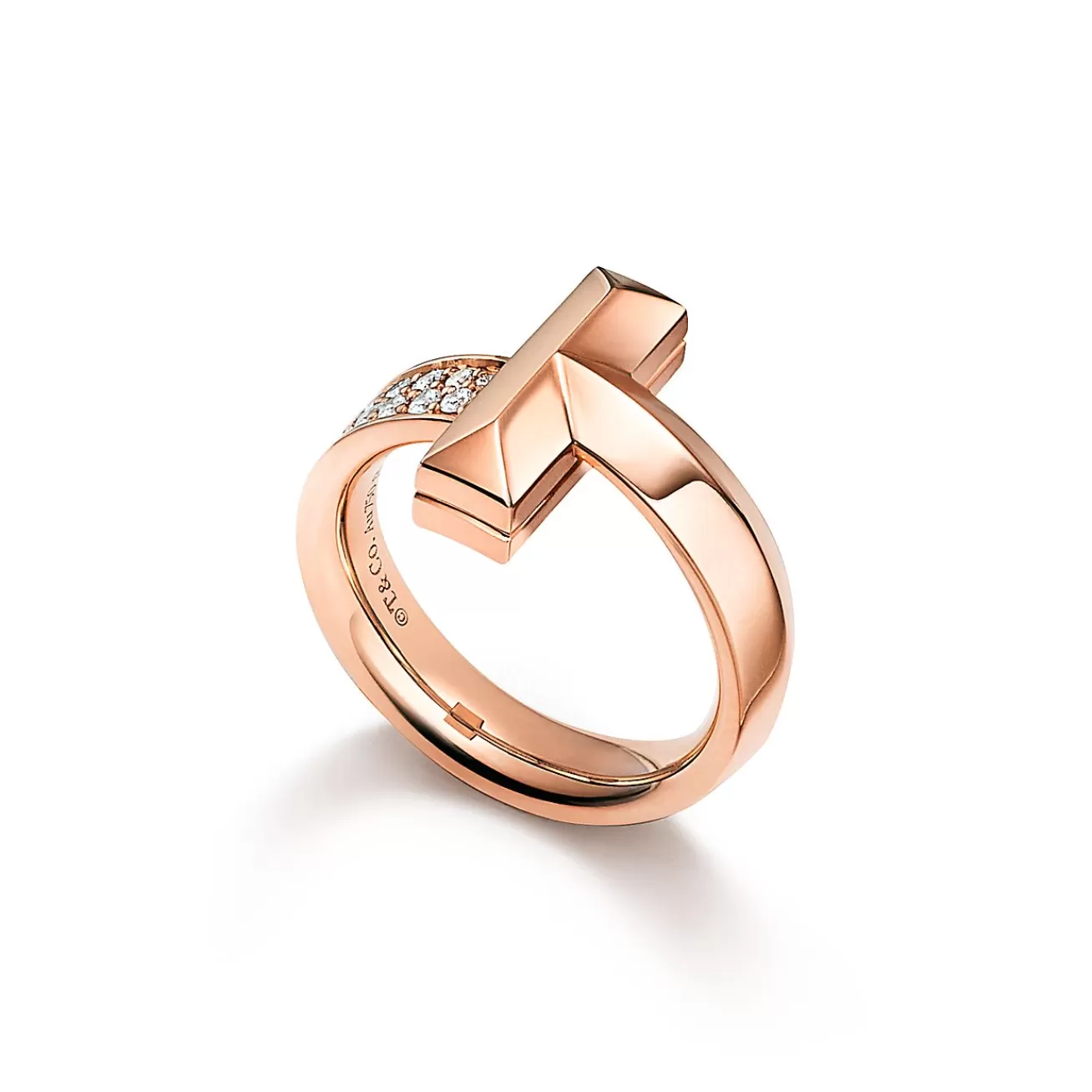 Tiffany & Co. Tiffany T T1 Ring in Rose Gold with Diamonds, 4.5 mm Wide | ^ Rings | Rose Gold Jewelry