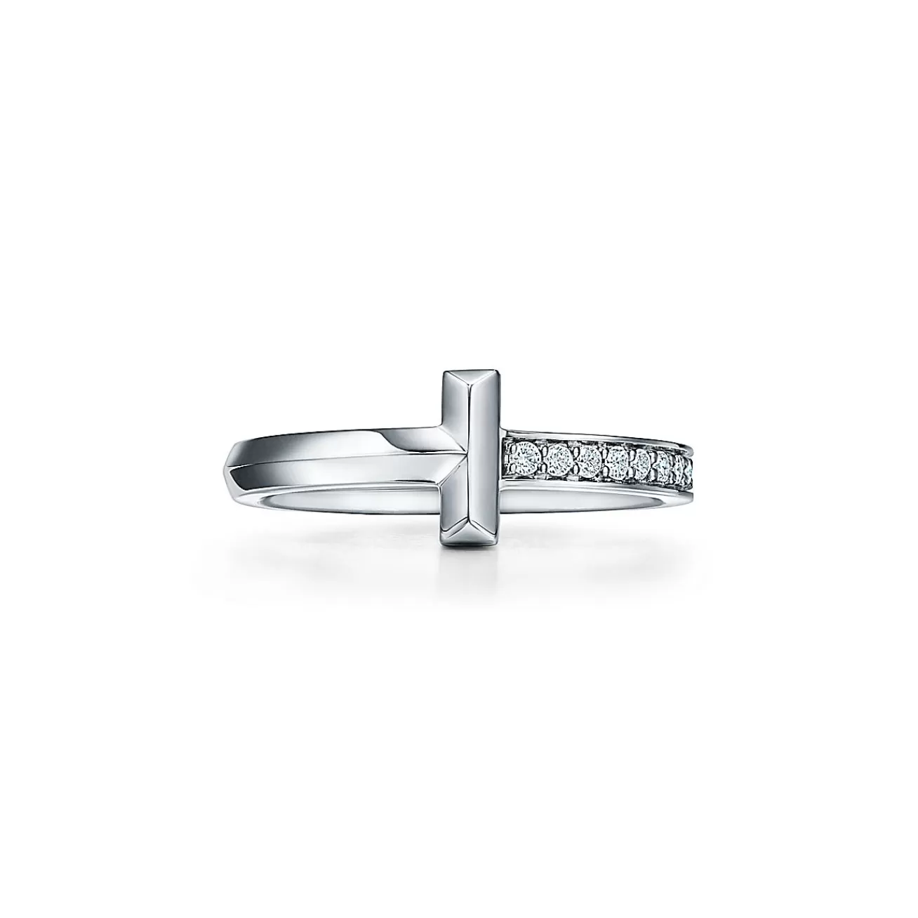 Tiffany & Co. Tiffany T T1 Ring in White Gold with Diamonds, 2.5 mm Wide | ^ Rings | Men's Jewelry