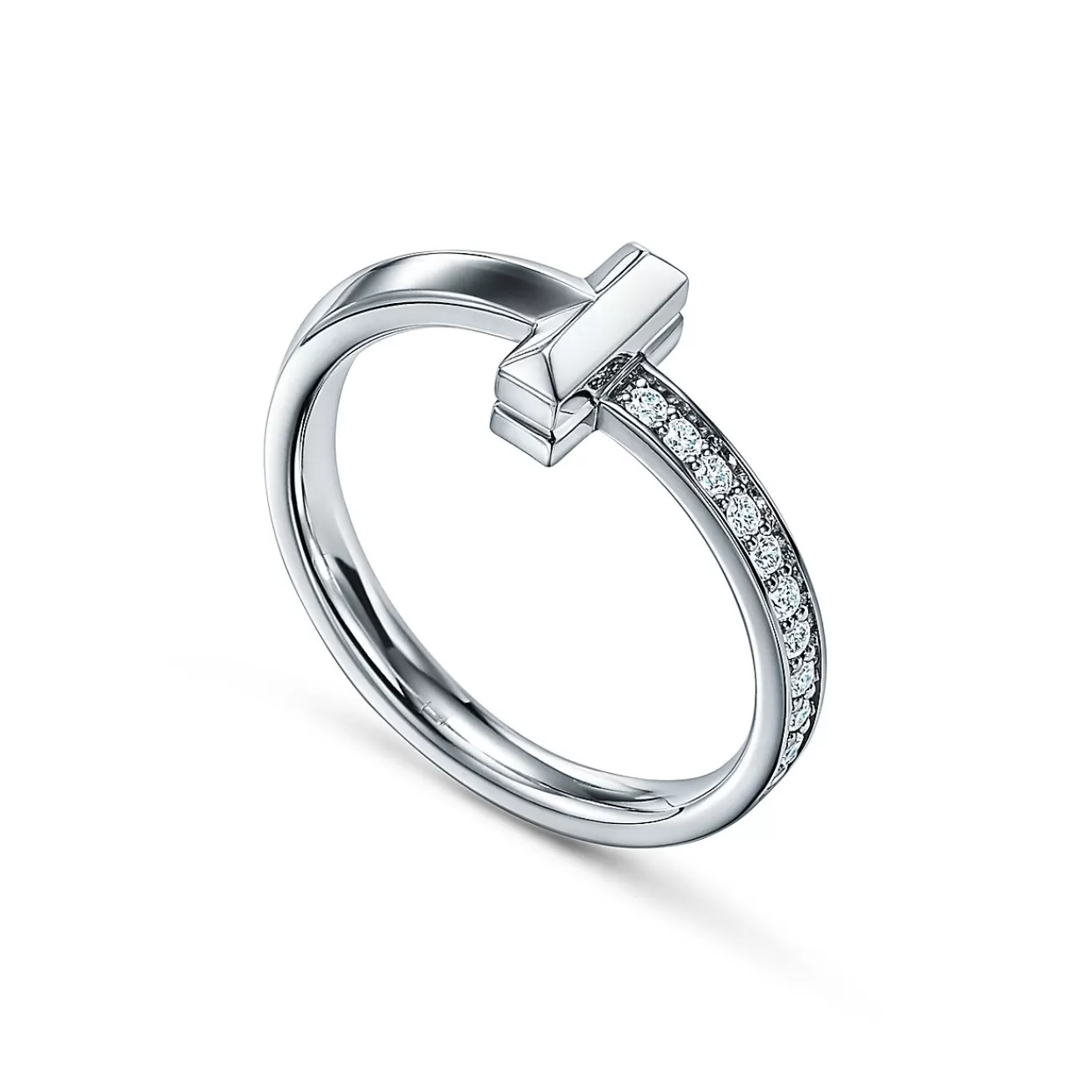 Tiffany & Co. Tiffany T T1 Ring in White Gold with Diamonds, 2.5 mm Wide | ^ Rings | Men's Jewelry
