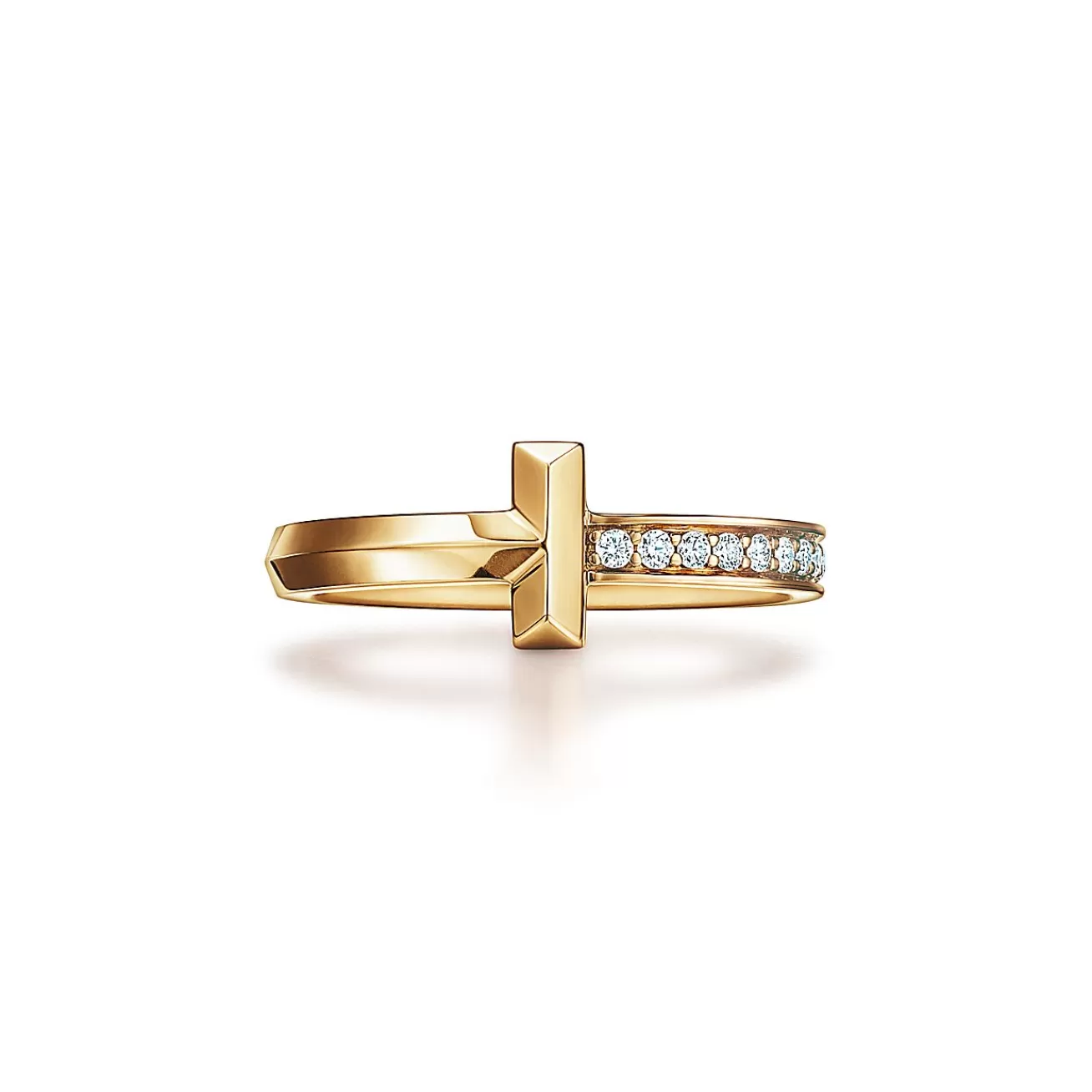 Tiffany & Co. Tiffany T T1 Ring in Yellow Gold with Diamonds, 2.5 mm Wide | ^ Rings | Men's Jewelry