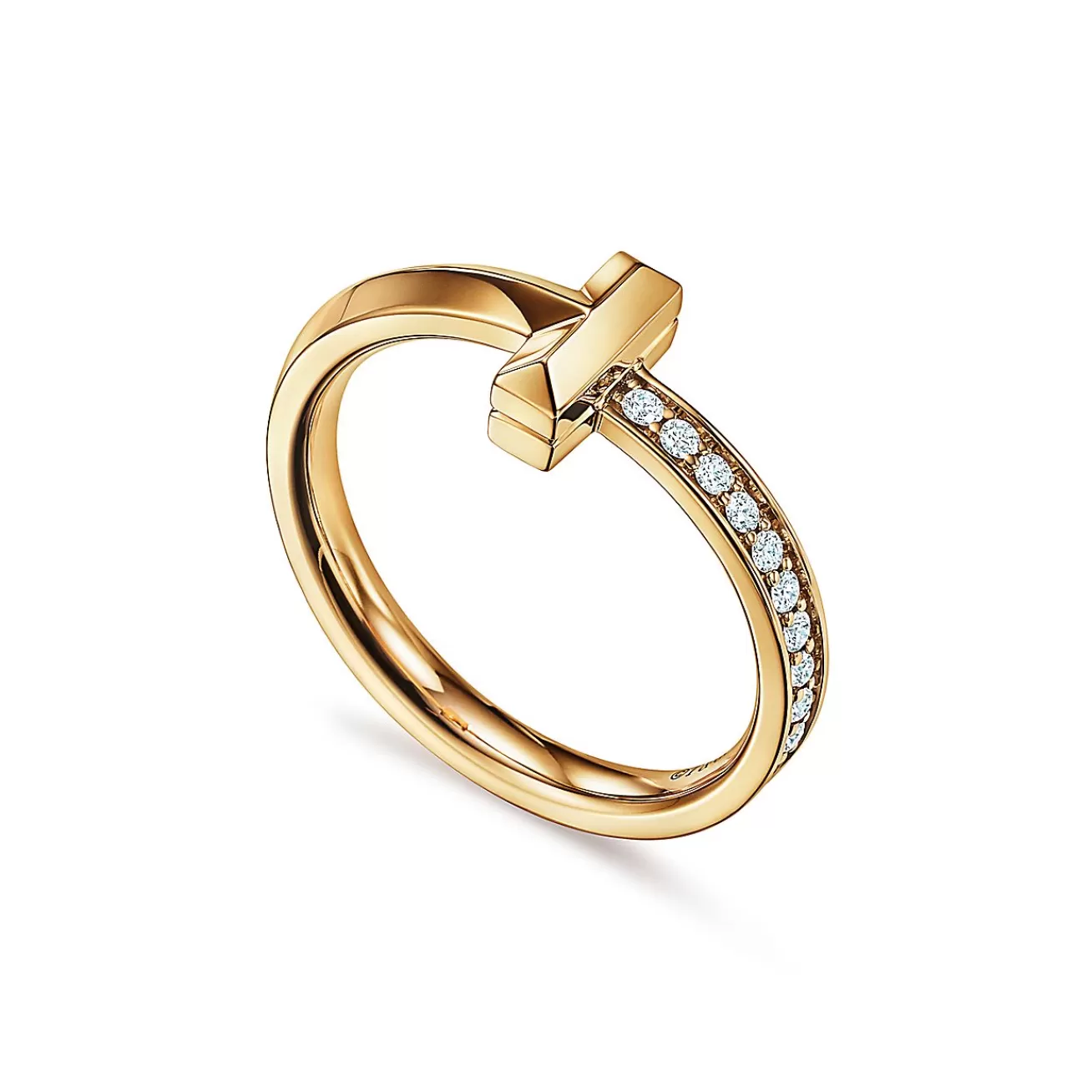 Tiffany & Co. Tiffany T T1 Ring in Yellow Gold with Diamonds, 2.5 mm Wide | ^ Rings | Men's Jewelry