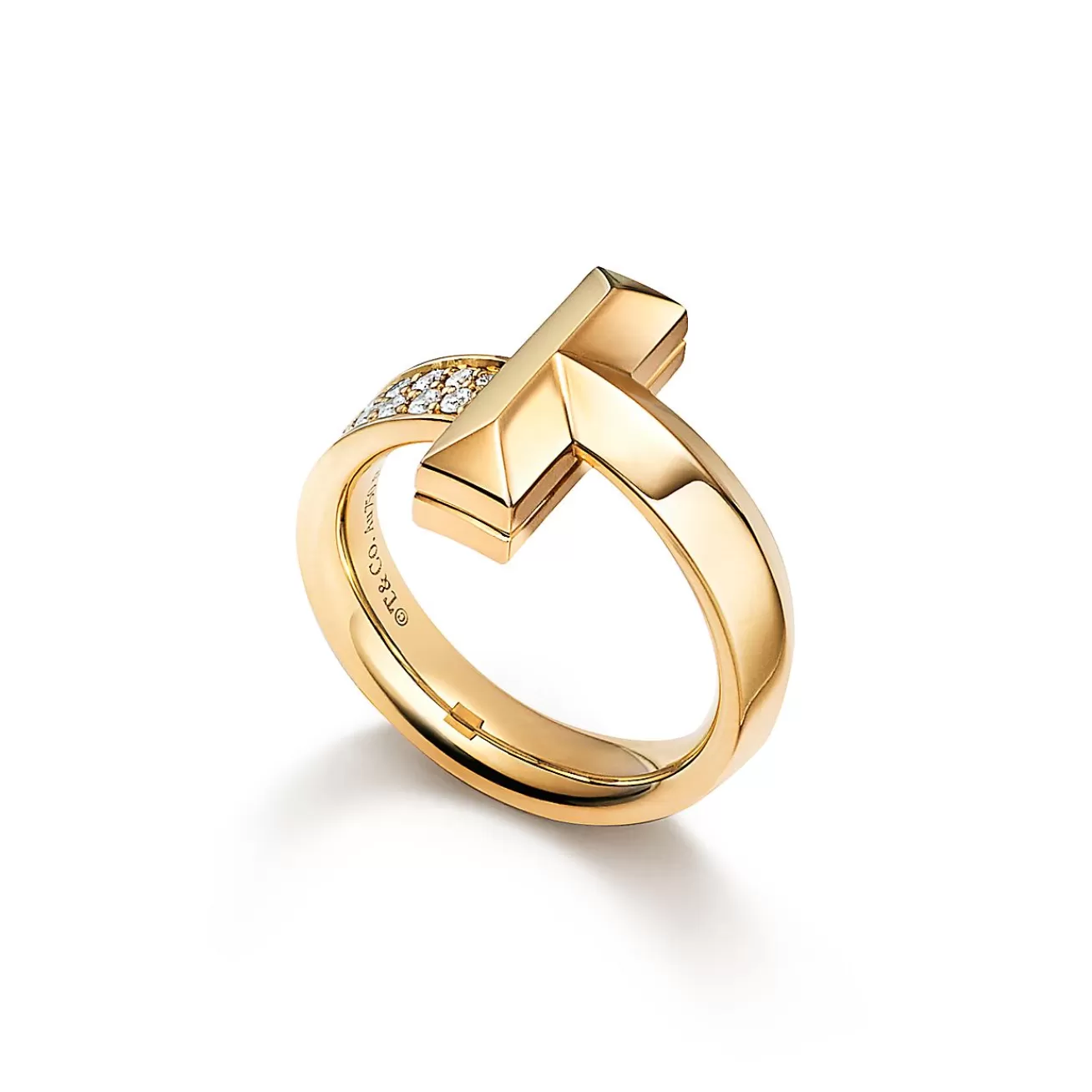 Tiffany & Co. Tiffany T T1 Ring in Yellow Gold with Diamonds, 4.5 mm Wide | ^ Rings | Gold Jewelry