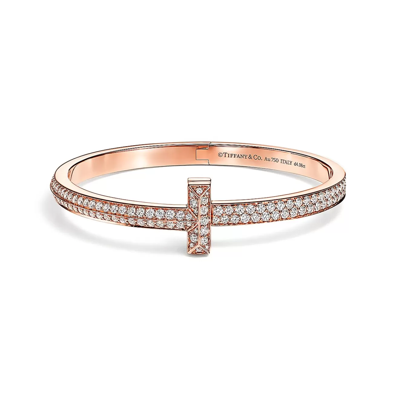 Tiffany & Co. Tiffany T T1 wide diamond hinged bangle in 18k rose gold, medium. | ^ Bracelets | Men's Jewelry