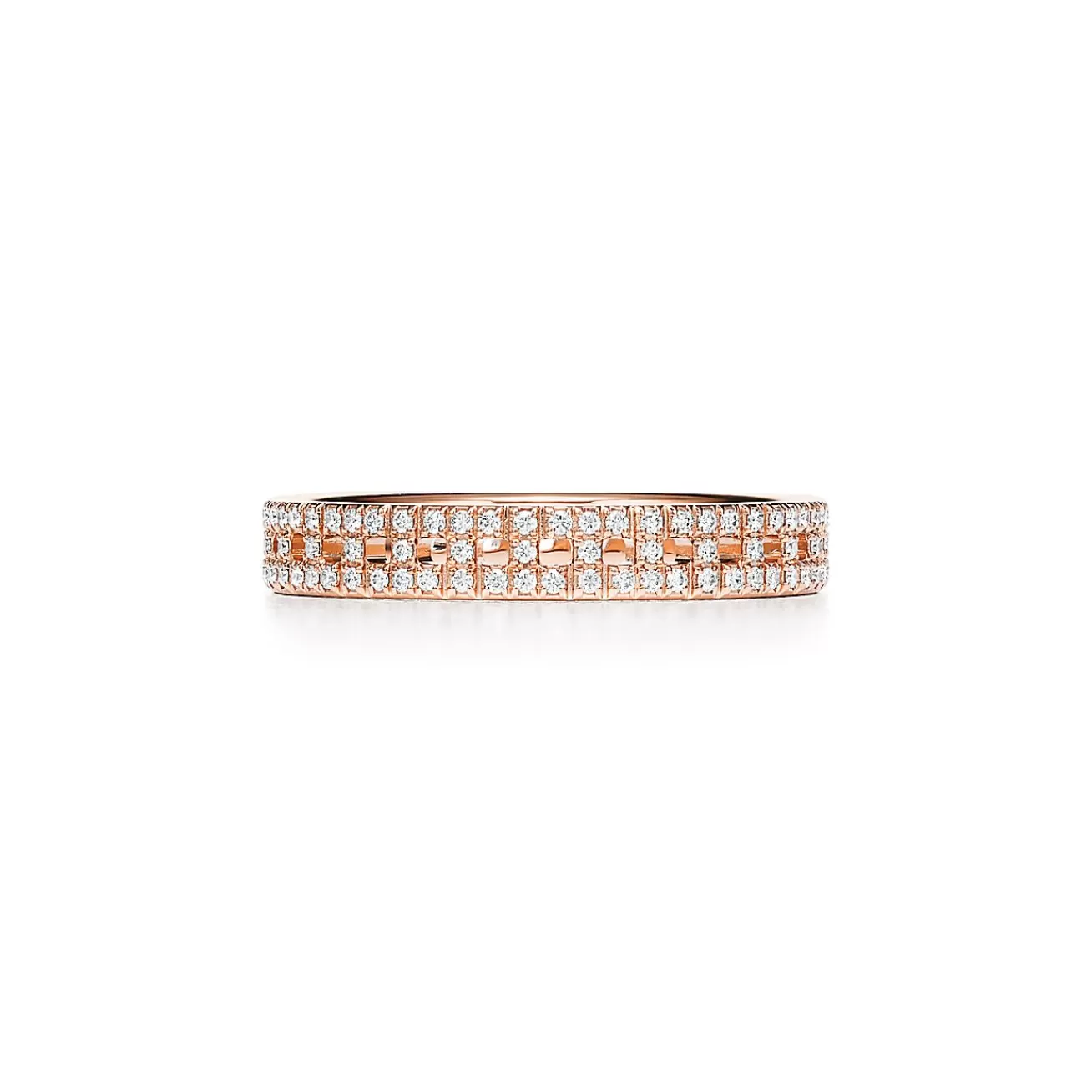 Tiffany & Co. Tiffany T True narrow ring in 18k rose gold with pavé diamonds, 3.5 mm wide. | ^Women Rings | Men's Jewelry