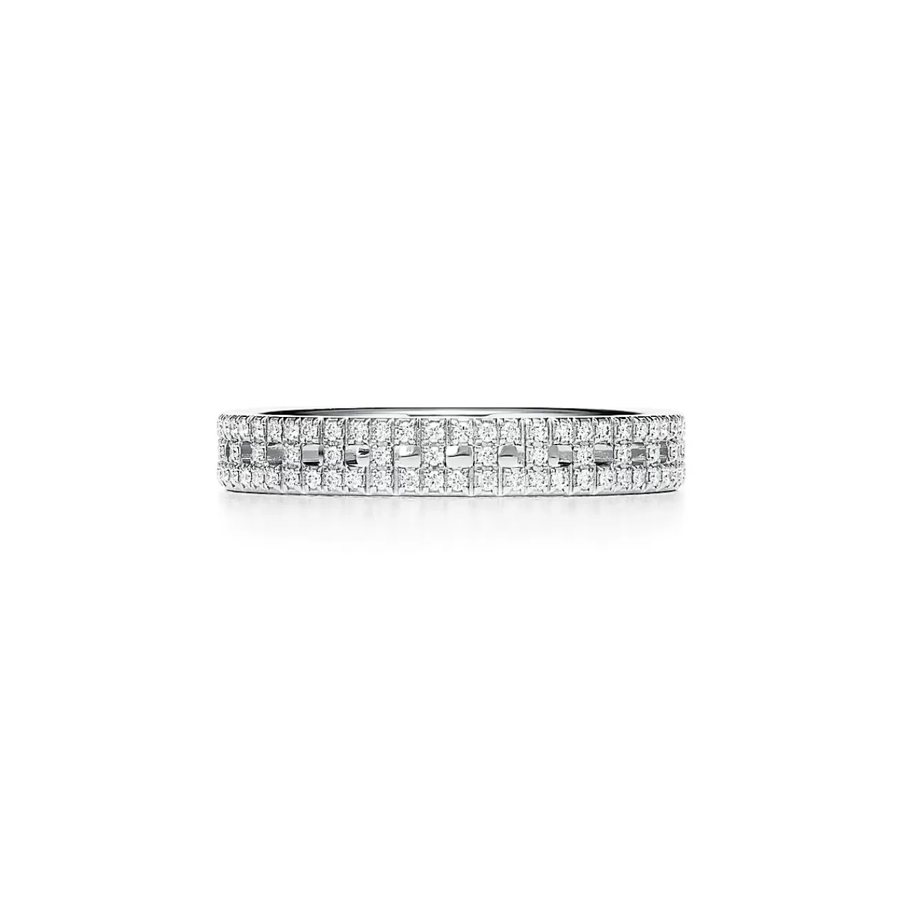 Tiffany & Co. Tiffany T True narrow ring in 18k white gold with pavé diamonds, 3.5 mm wide. | ^Women Rings | Men's Jewelry