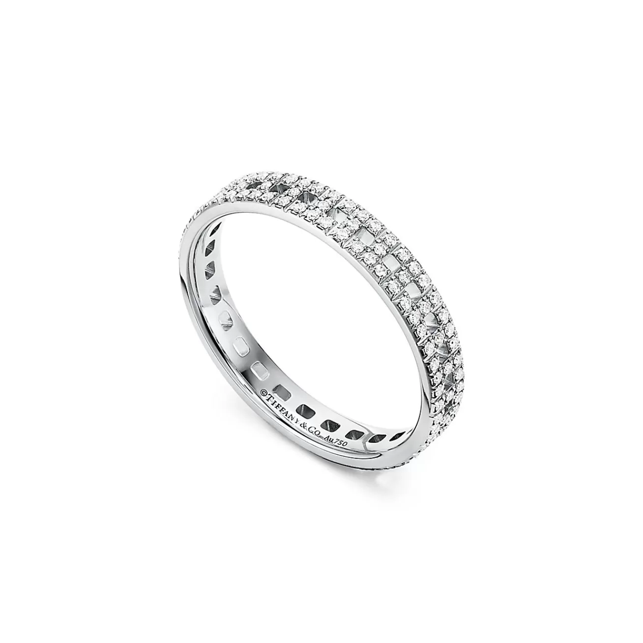 Tiffany & Co. Tiffany T True narrow ring in 18k white gold with pavé diamonds, 3.5 mm wide. | ^Women Rings | Men's Jewelry