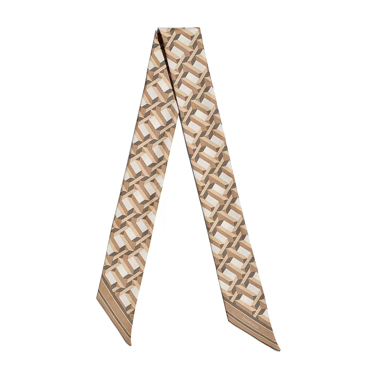 Tiffany & Co. Tiffany T True Ribbon Scarf in Camel Brown Silk | ^Women Scarves & Stoles | Women's Accessories