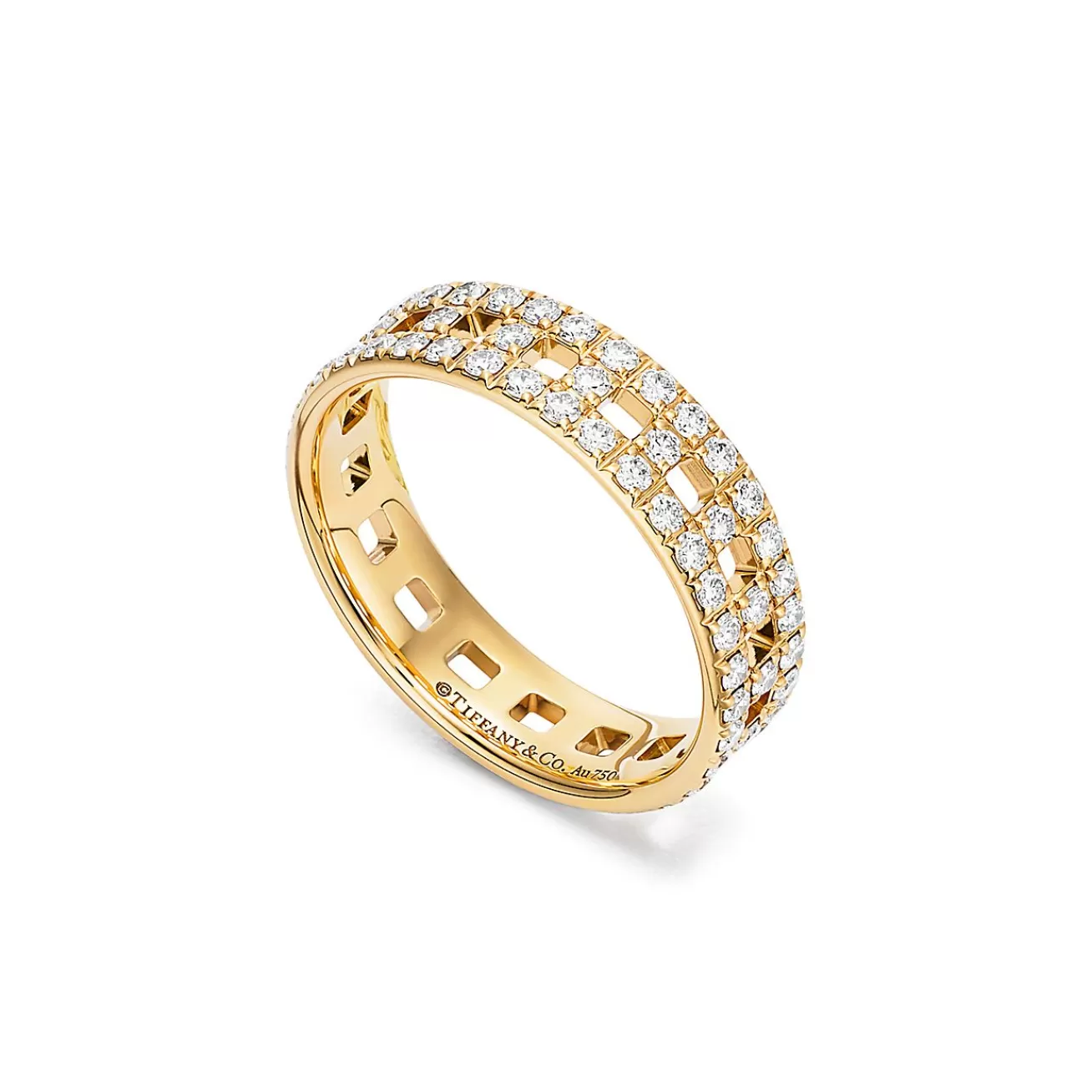 Tiffany & Co. Tiffany T True wide ring in 18k gold with pavé diamonds, 5.5 mm wide. | ^Women Rings | Men's Jewelry