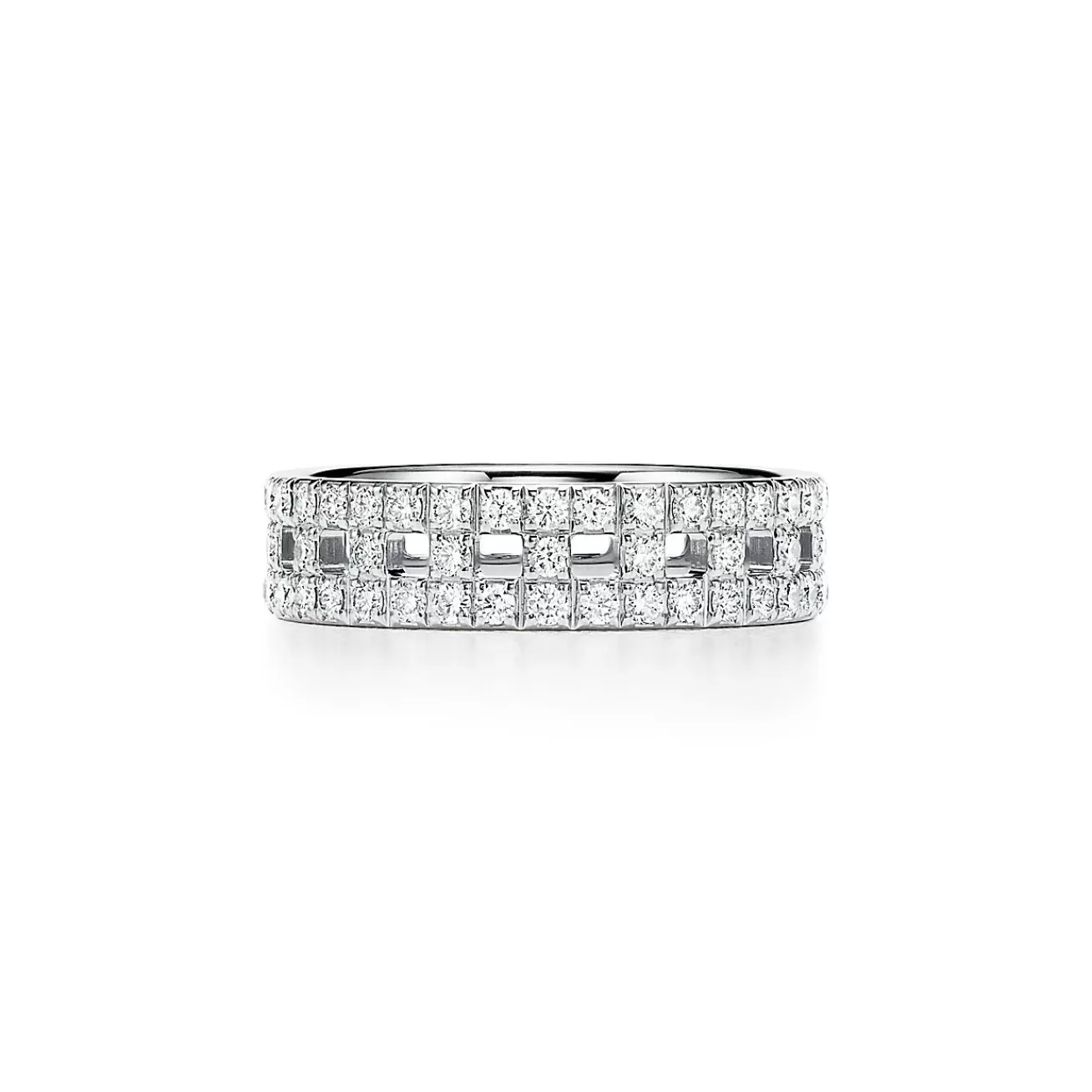 Tiffany & Co. Tiffany T True wide ring in 18k white gold with pavé diamonds, 5.5 mm wide. | ^Women Rings | Men's Jewelry