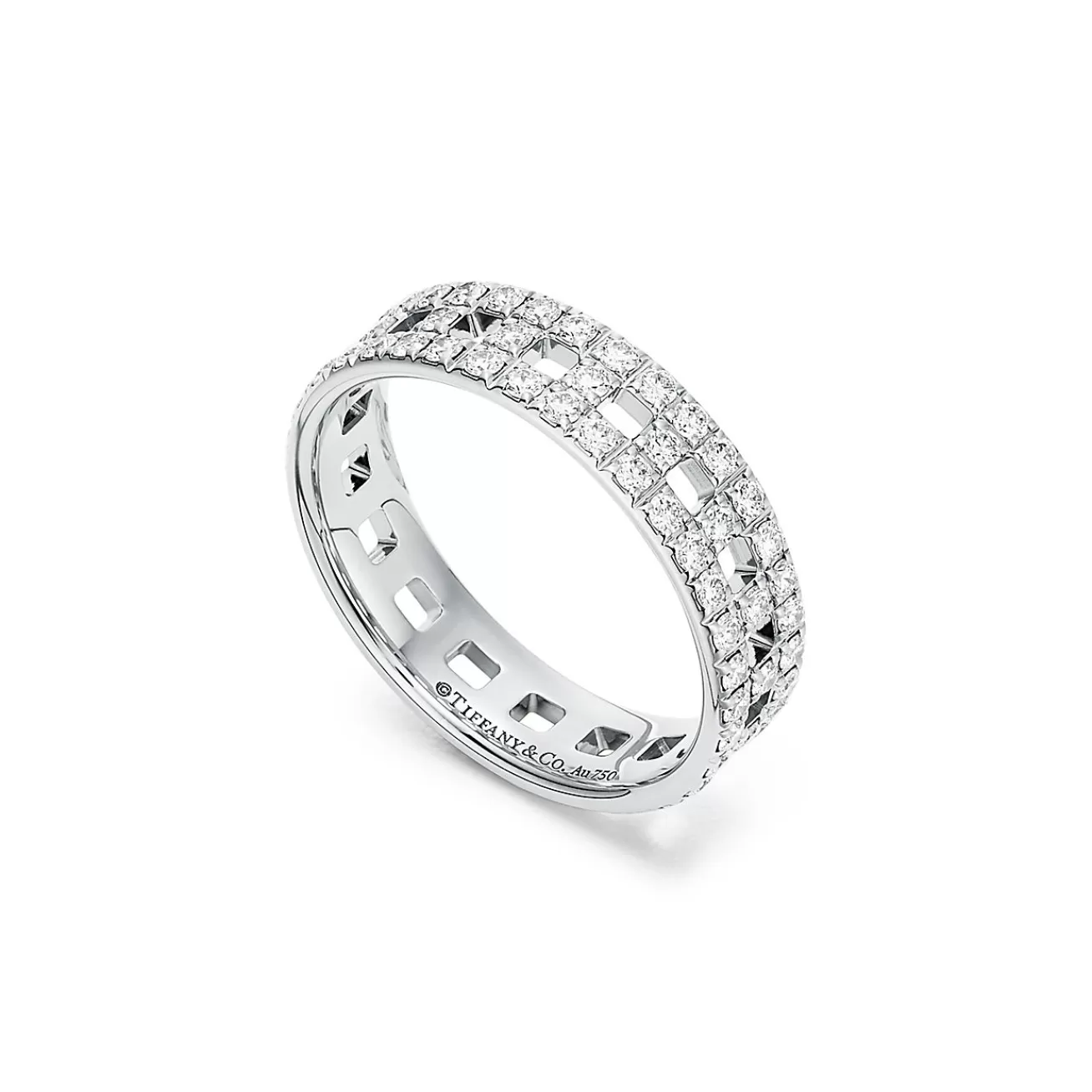 Tiffany & Co. Tiffany T True wide ring in 18k white gold with pavé diamonds, 5.5 mm wide. | ^Women Rings | Men's Jewelry