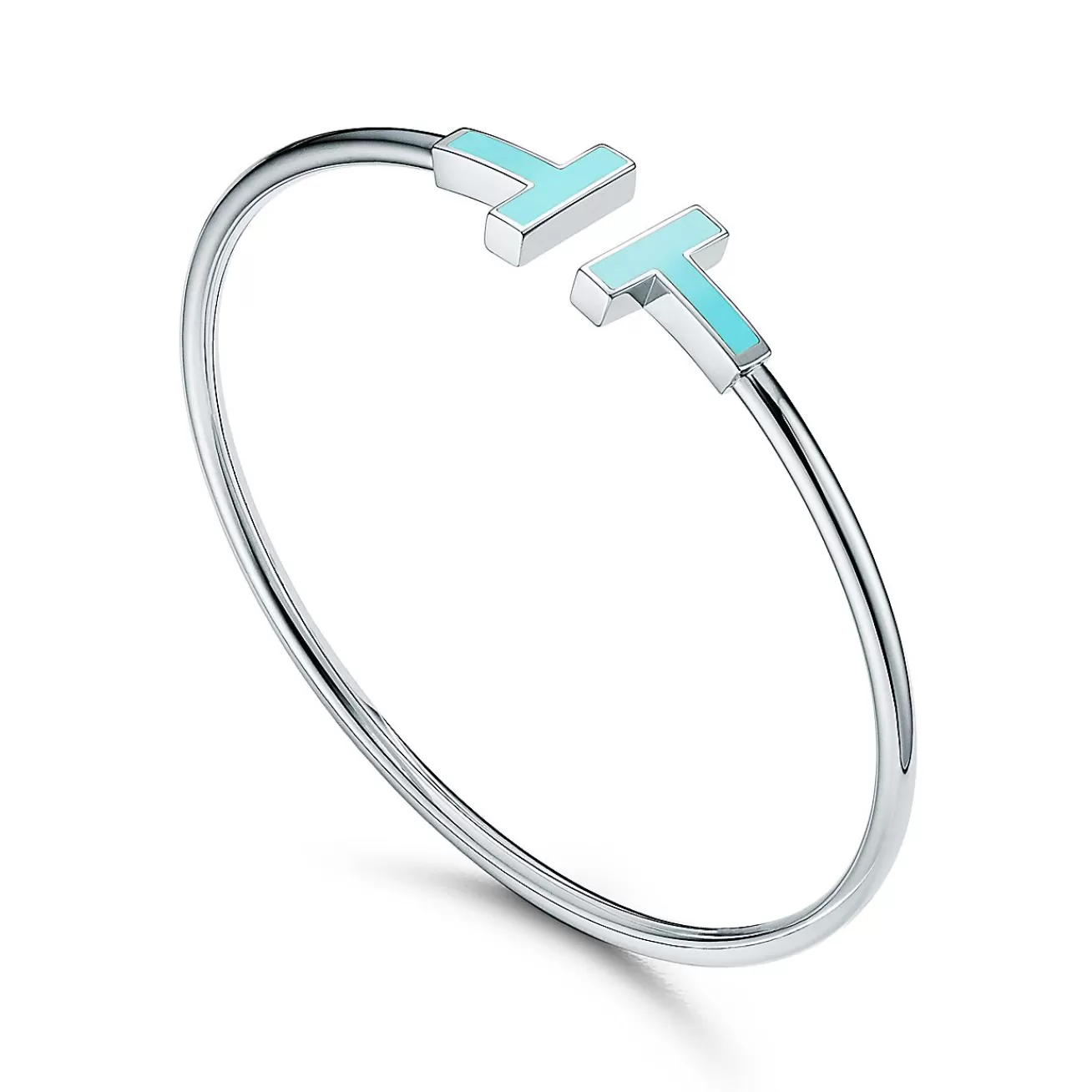 Tiffany & Co. Tiffany T turquoise wire bracelet in 18k white gold, medium. | ^ Bracelets | Colored Gemstone Jewelry
