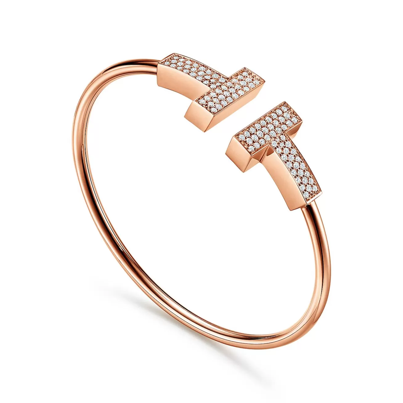 Tiffany & Co. Tiffany T wide diamond wire bracelet in 18k rose gold, medium. | ^ Bracelets | Rose Gold Jewelry