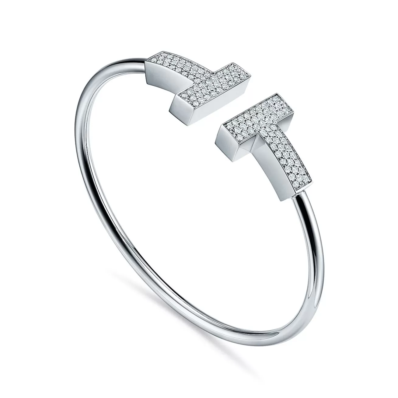 Tiffany & Co. Tiffany T wide diamond wire bracelet in 18k white gold, medium. | ^ Bracelets | Men's Jewelry
