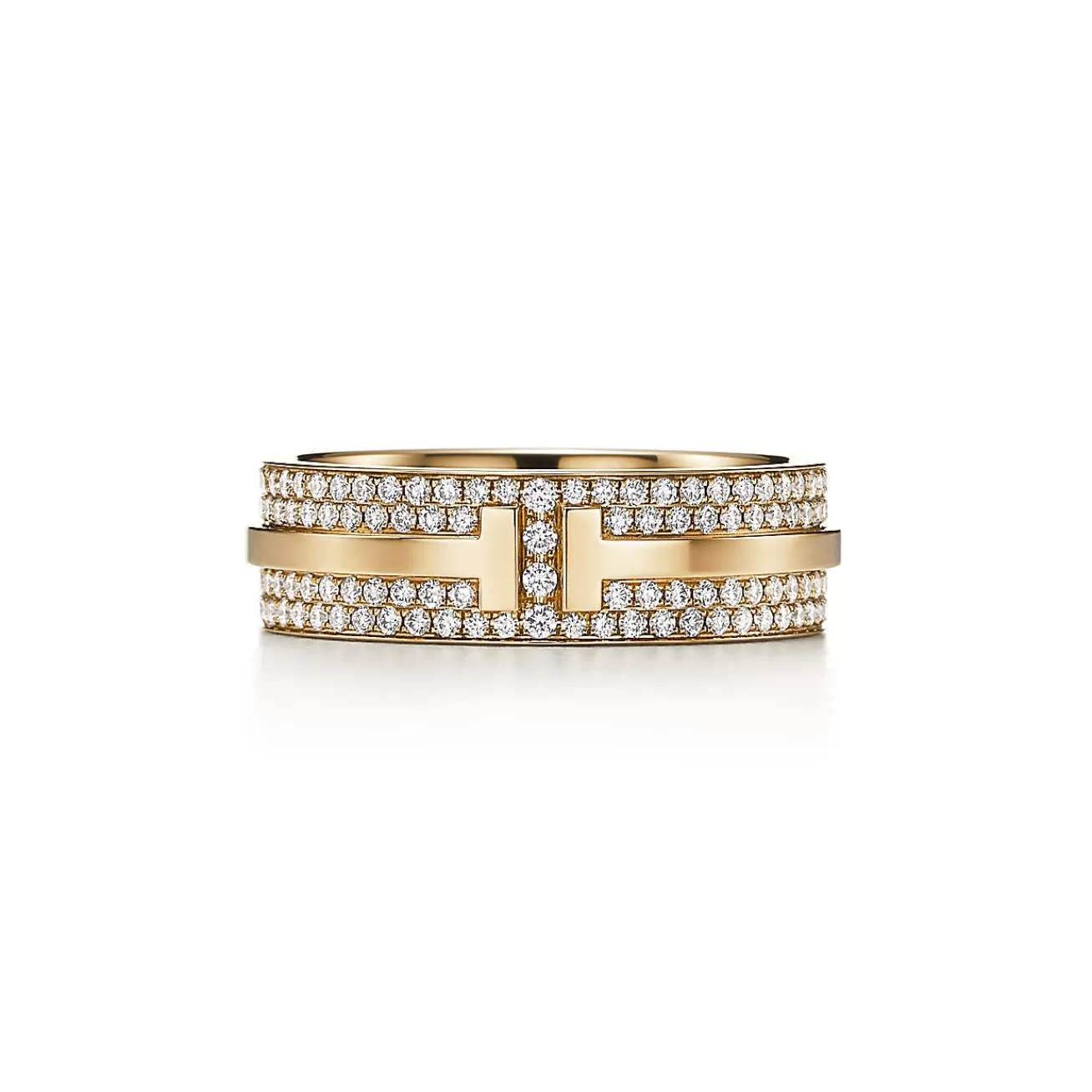 Tiffany & Co. Tiffany T wide pavé diamond ring in 18k gold, 5.8 mm wide. | ^Women Rings | Gold Jewelry