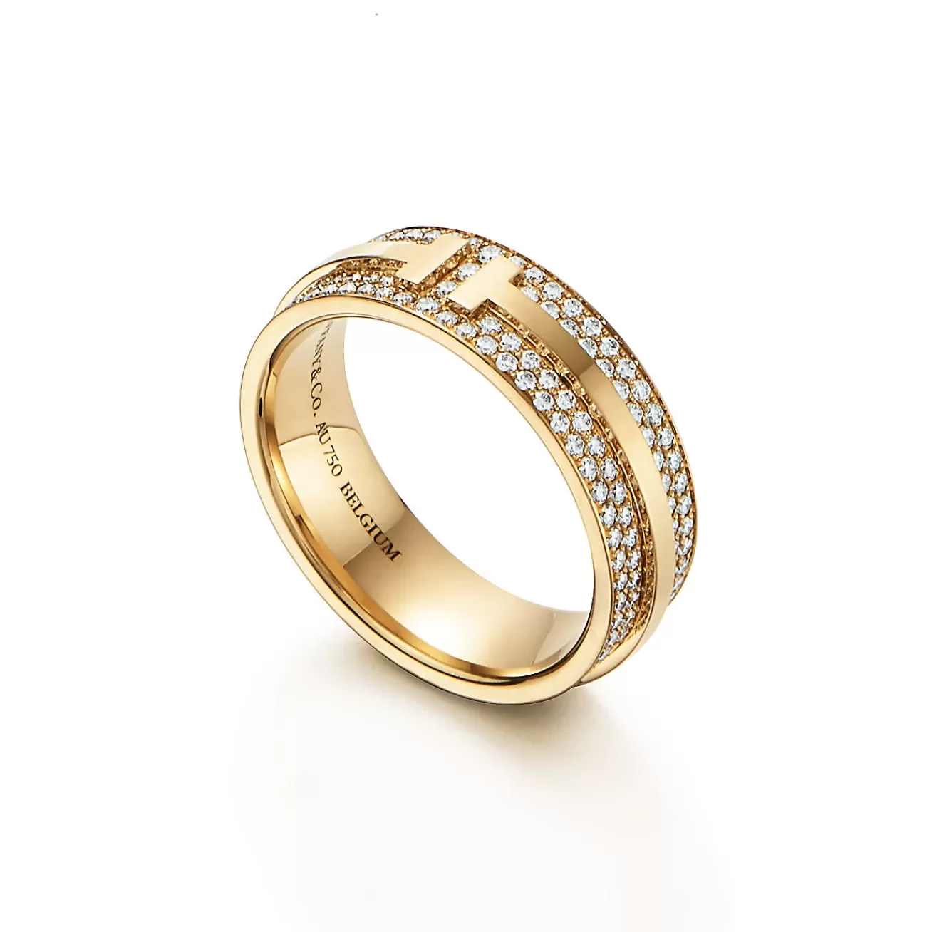 Tiffany & Co. Tiffany T wide pavé diamond ring in 18k gold, 5.8 mm wide. | ^Women Rings | Gold Jewelry