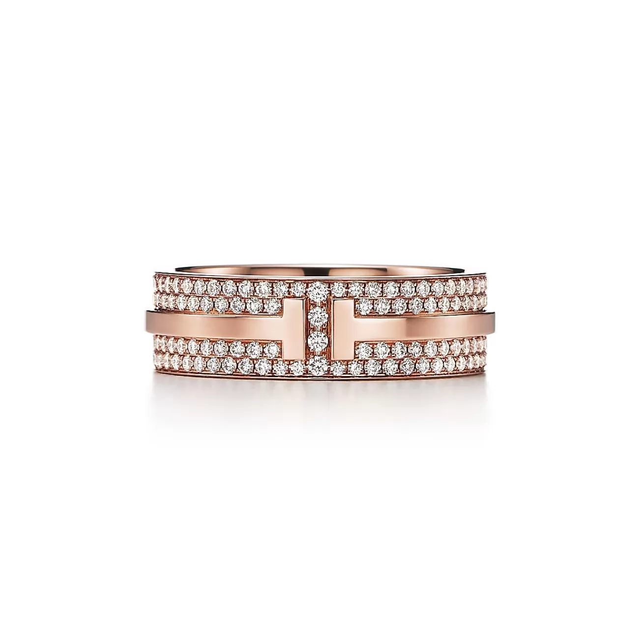 Tiffany & Co. Tiffany T wide pavé diamond ring in 18k rose gold, 5.8 mm wide. | ^Women Rings | Men's Jewelry