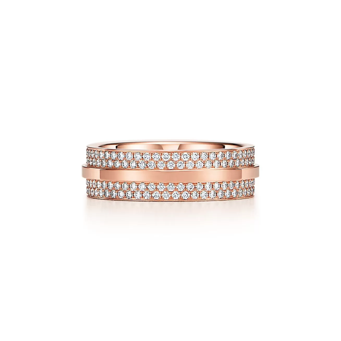 Tiffany & Co. Tiffany T wide pavé diamond ring in 18k rose gold, 5.8 mm wide. | ^Women Rings | Men's Jewelry