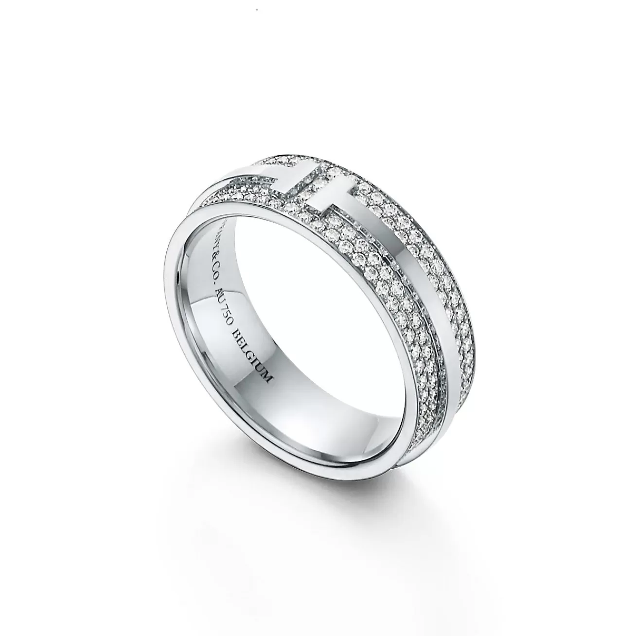 Tiffany & Co. Tiffany T wide pavé diamond ring in 18k white gold, 5.8 mm wide. | ^Women Rings | Diamond Jewelry